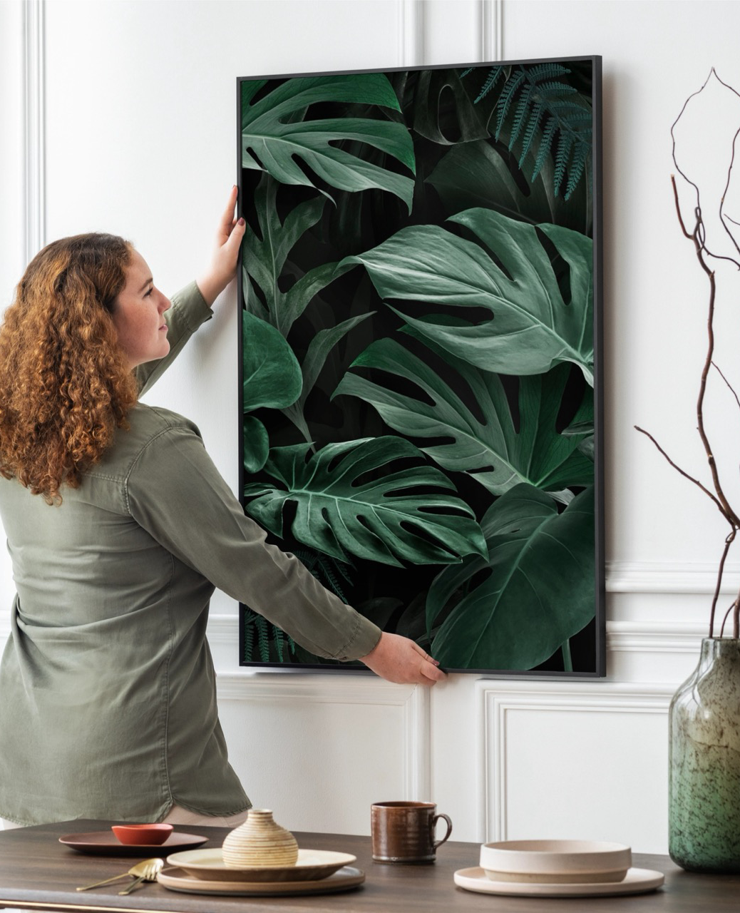 large framed    foliage Poster print, capturing the elegance of nature and green lush serenity.