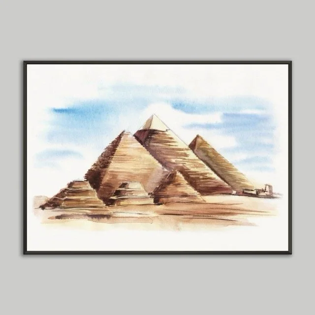 Pyramids Water Colour Metal Framed Poster
