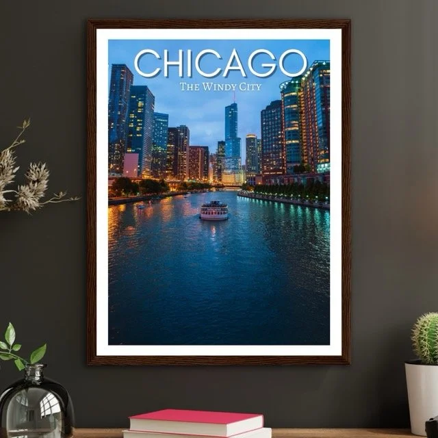 Chicago Wooden Framed Poster 30x40 cm / 12x16″