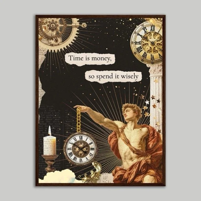Time Is Money Wooden Framed Poster