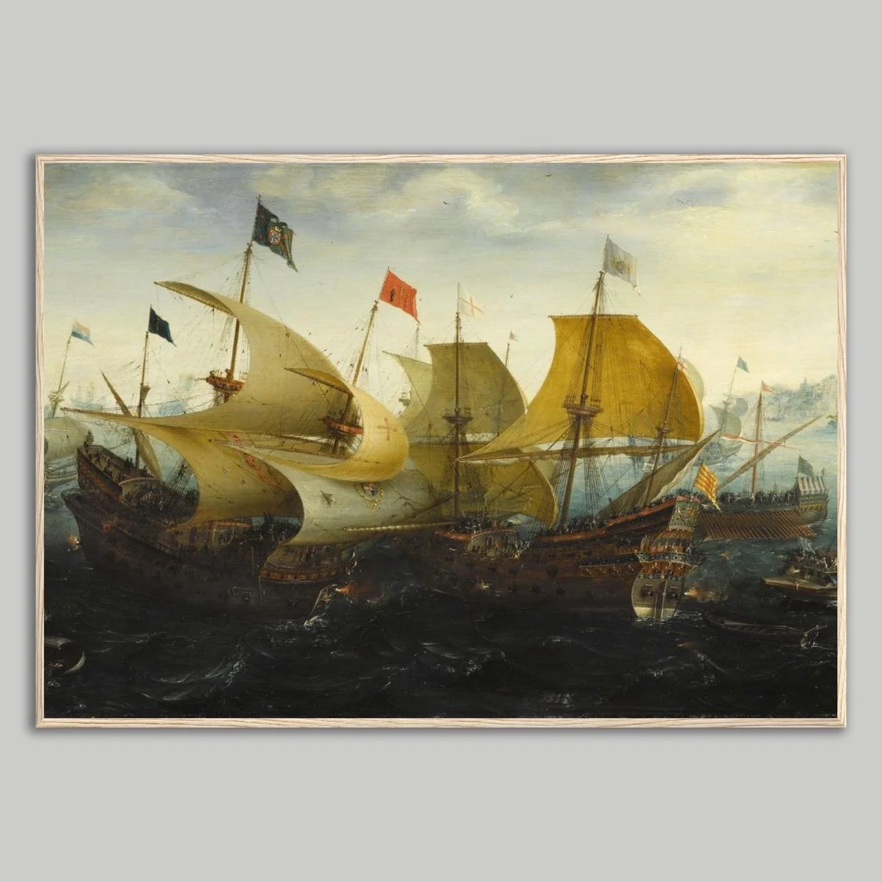 Vintage Ships Natural Frame Print 70x100 T.jpeg