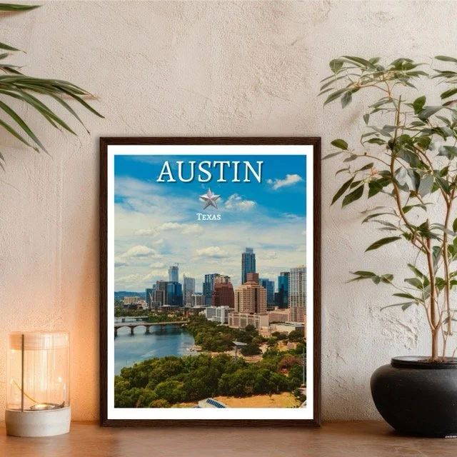 Austin Texas Wooden Framed Poster 30x40 cm / 12x16″