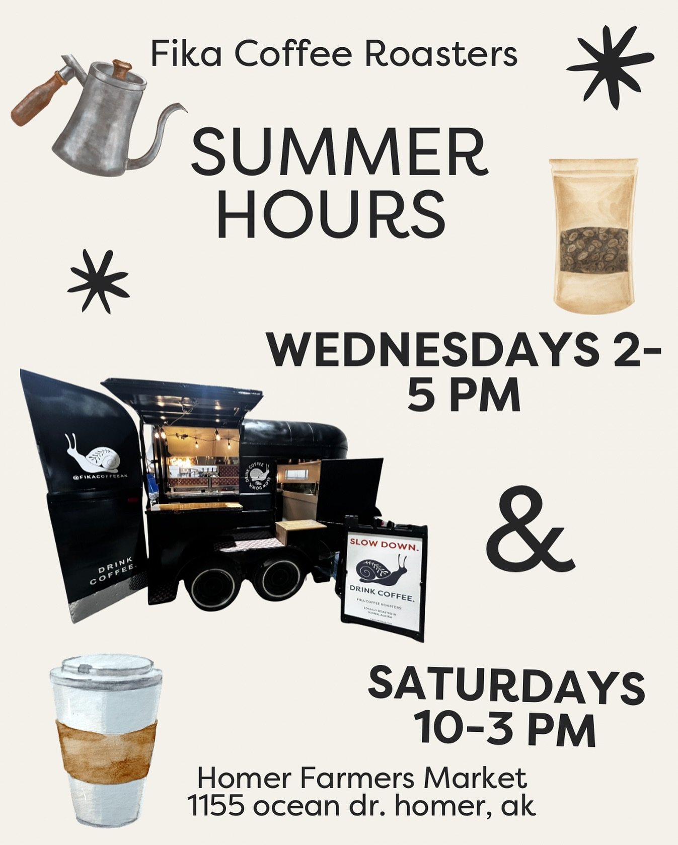 See you tomorrow 🐌 

We will be extending our offering of our lavender 🪻infused cold foam cold brew 🪻ANNNND will be stocked up with bags of our new summer coffee&rsquo;s. ✨☕️ 🫘 

Come try out a pour over of our Ugandan.. its so good. 🤌🏽
