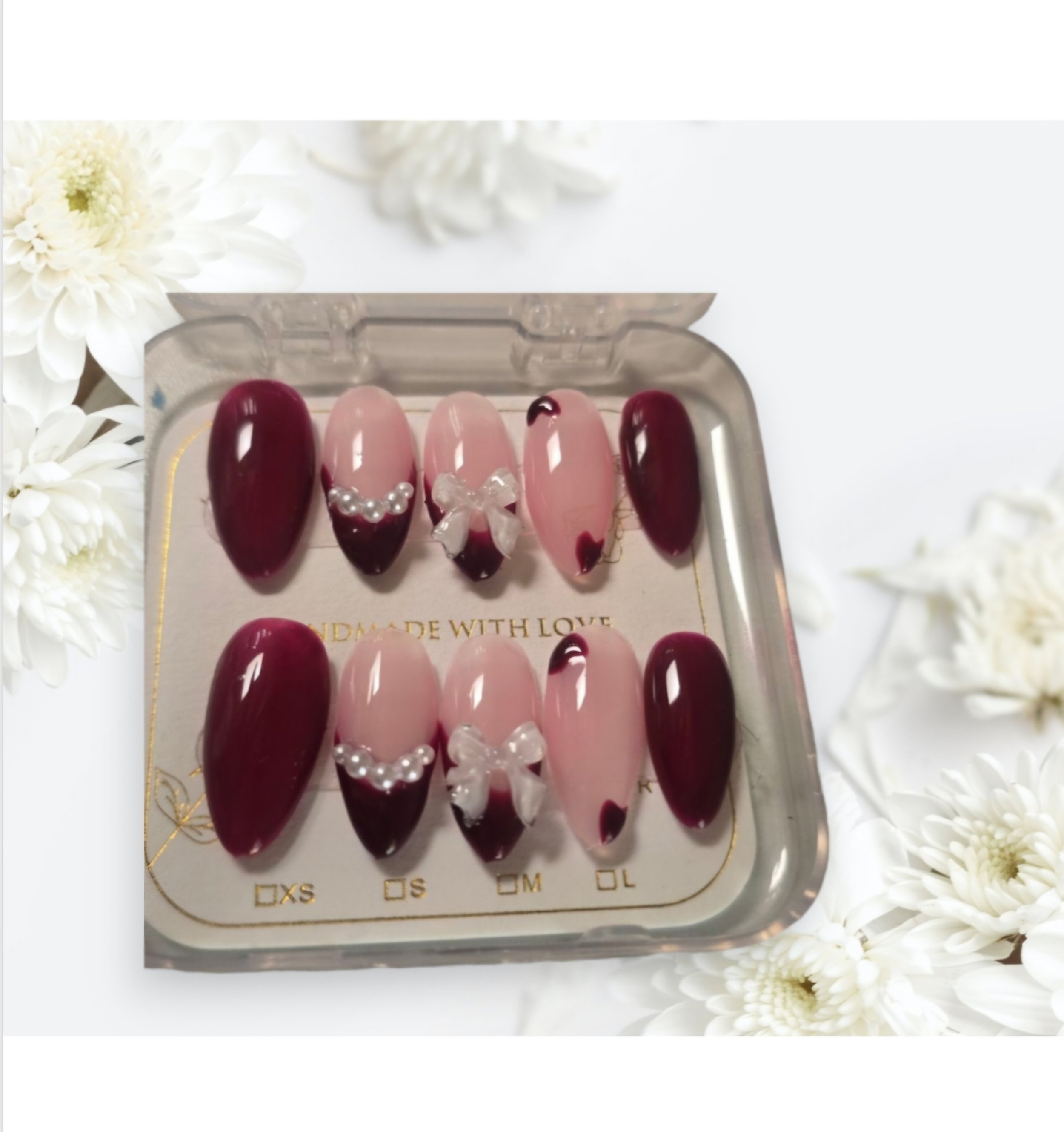 Wine Red with Pearls Set