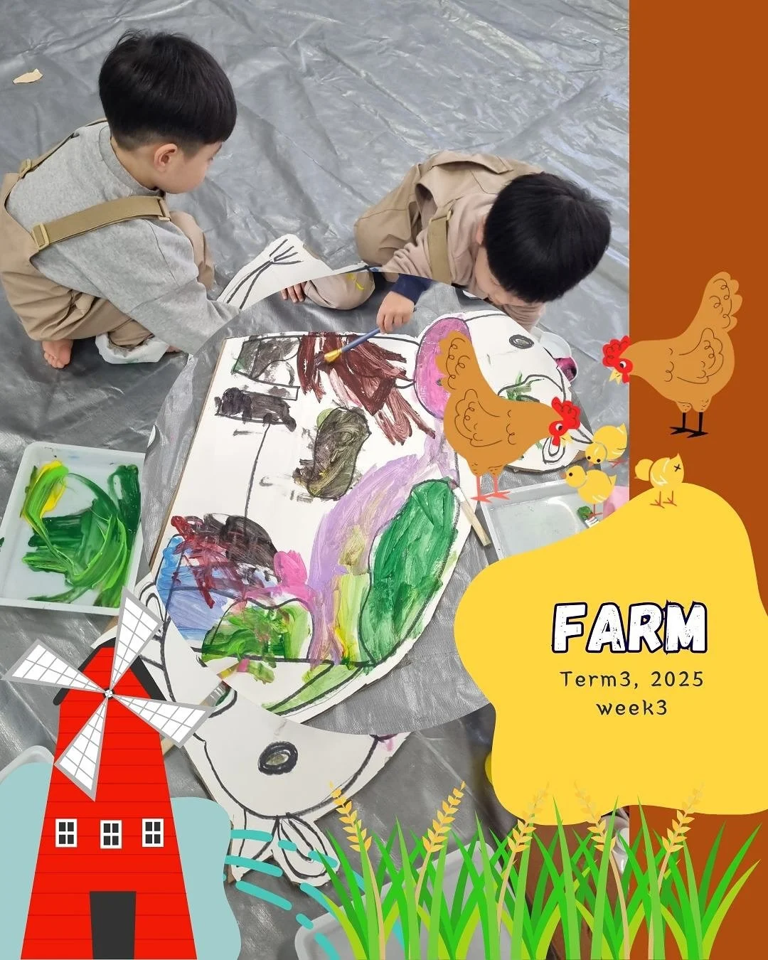 Our little artists explored the farm theme! 🌾

Together, they&hellip;

✨ Built their own mini farms with open-ended materials like cardboard rolls 🏡
✨ Decorated with bright dot markers 🌈
✨ Added crunchy autumn leaves 🍂 to bring the farm to life
✨