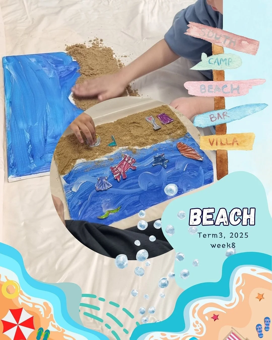 🌊 Beach Art Adventure! 🐚✨

Our little artists explored the seaside through paint, texture and imagination! 🎨
They painted the blue ocean 🌊, created beach treasures 🐠, and added real sand to bring their artwork to life! 🏖️

This creative play he