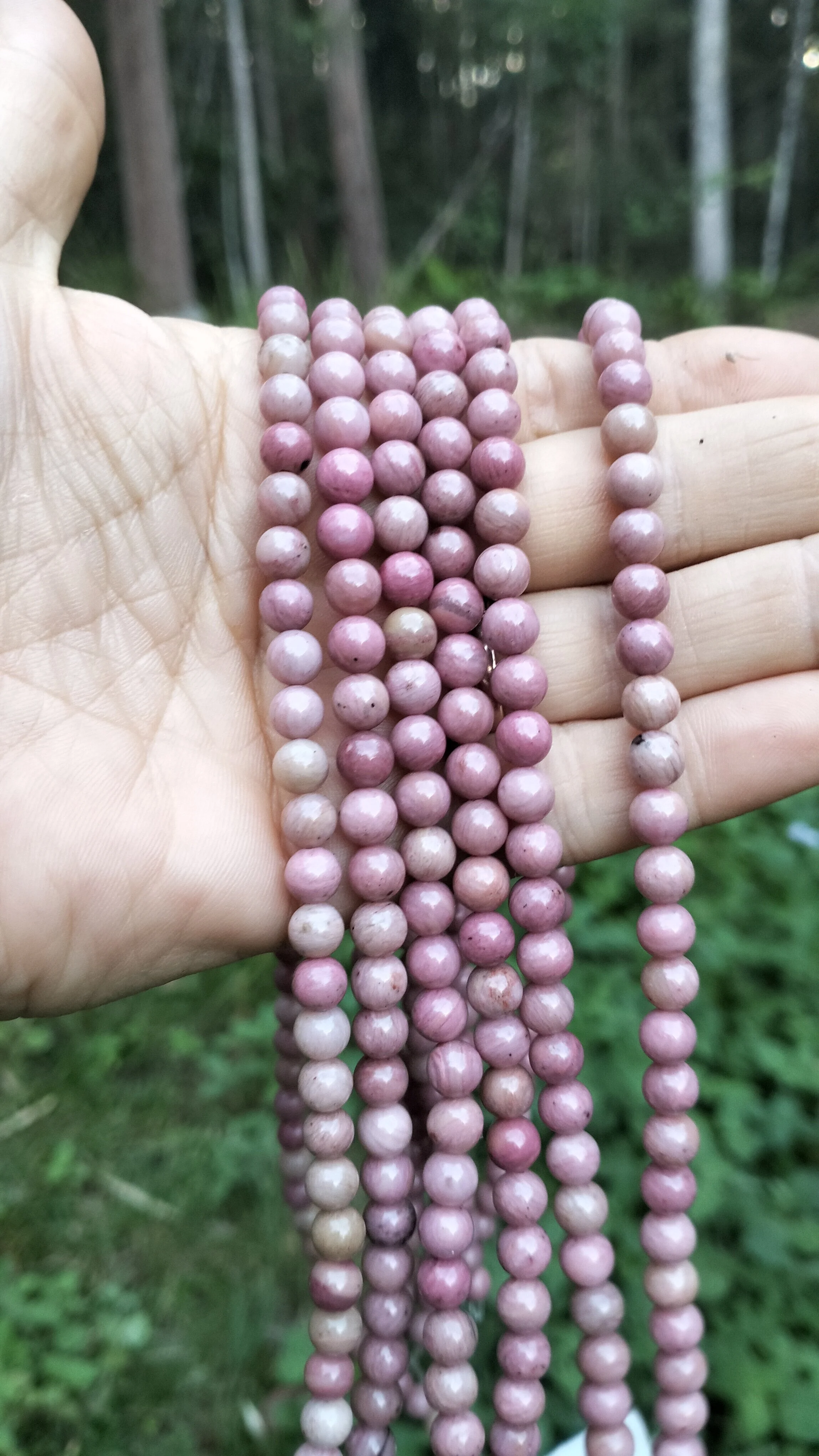 6mm Rhodonite Gemstone Bead Strand, Round & Polished