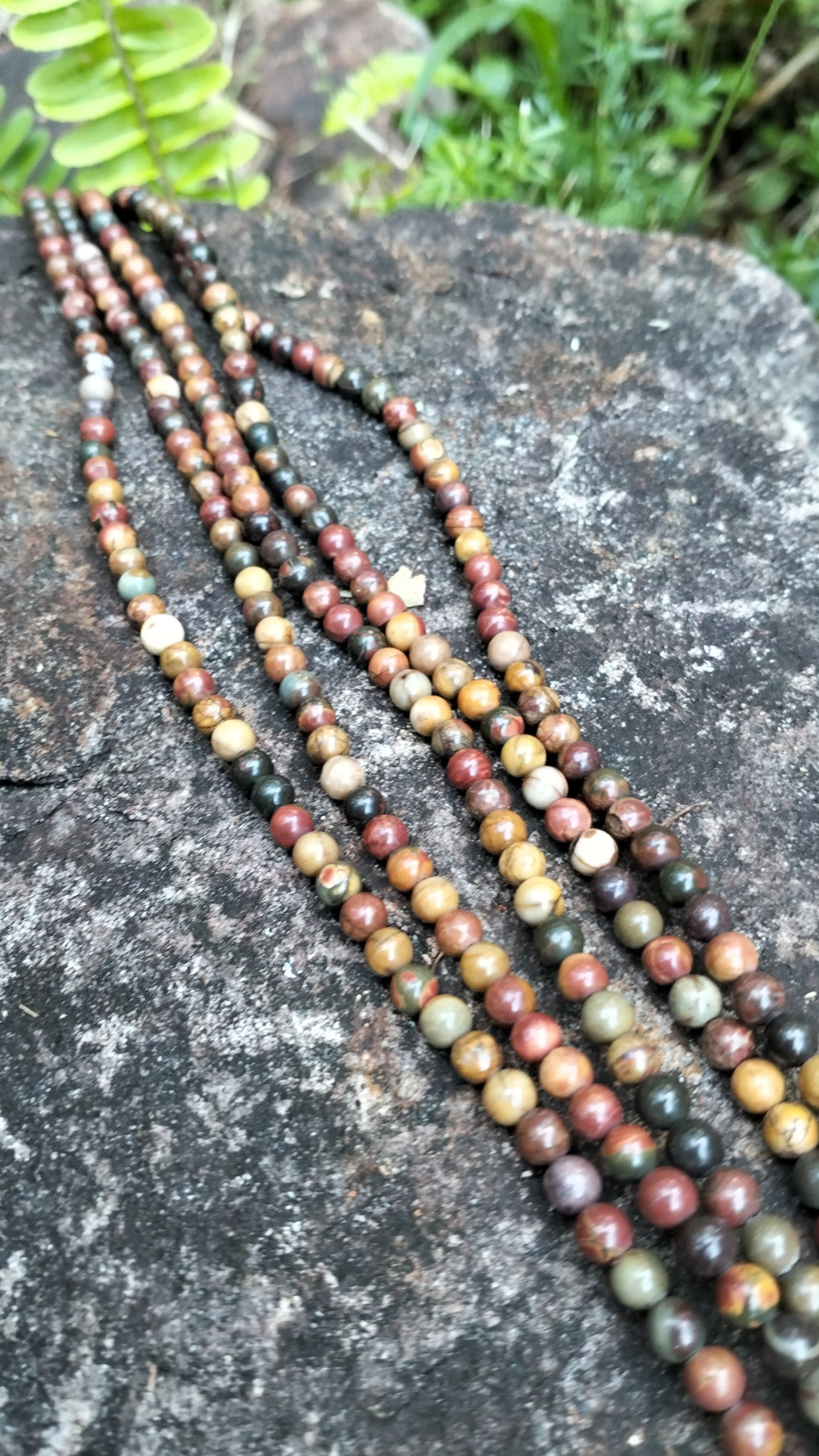 4mm Picasso Jasper Gemstone Bead Strand, Round Polished