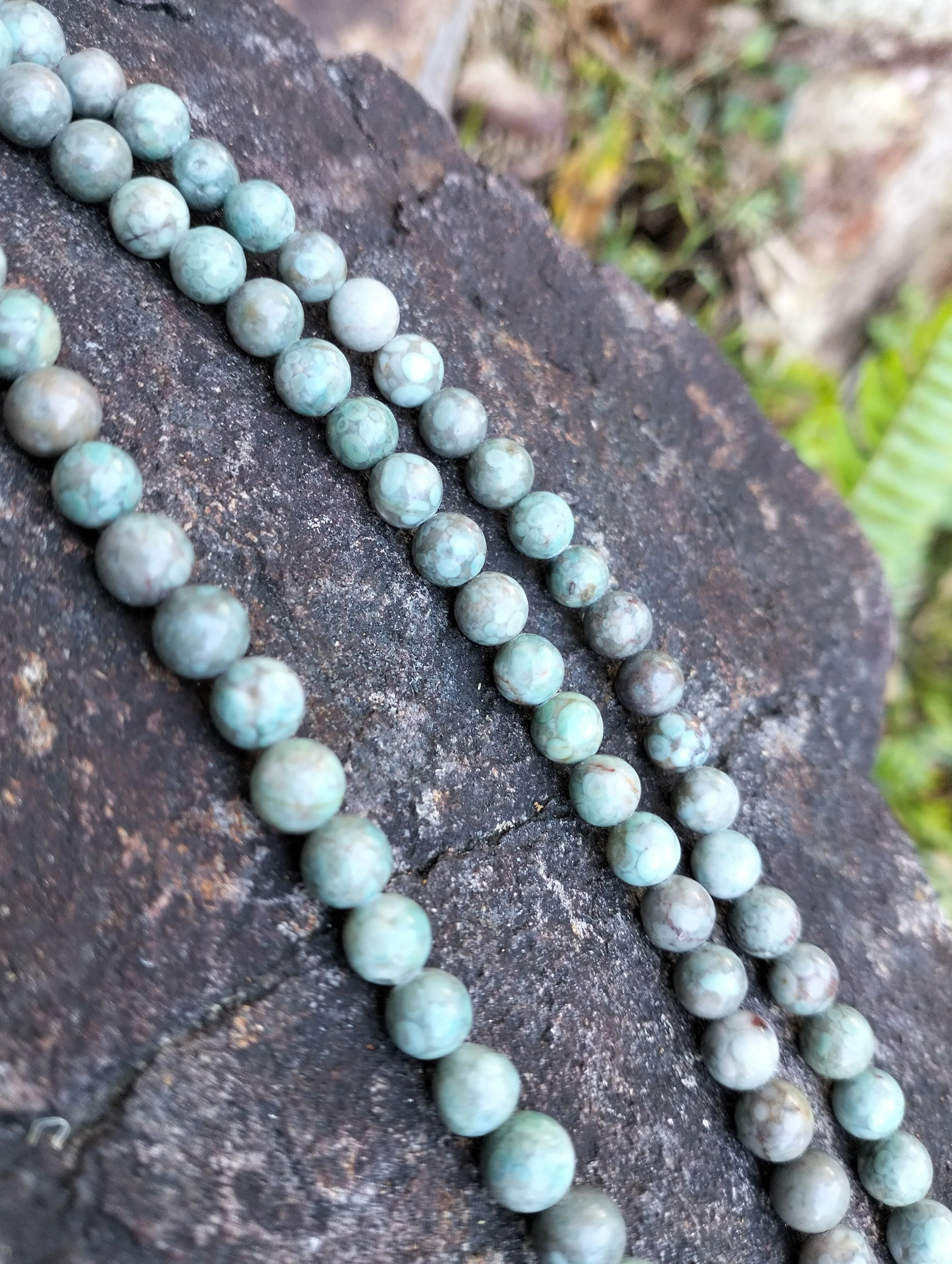 6mm Blue Maifan Stone Bead Strand, Round Polished Gemstone Beads