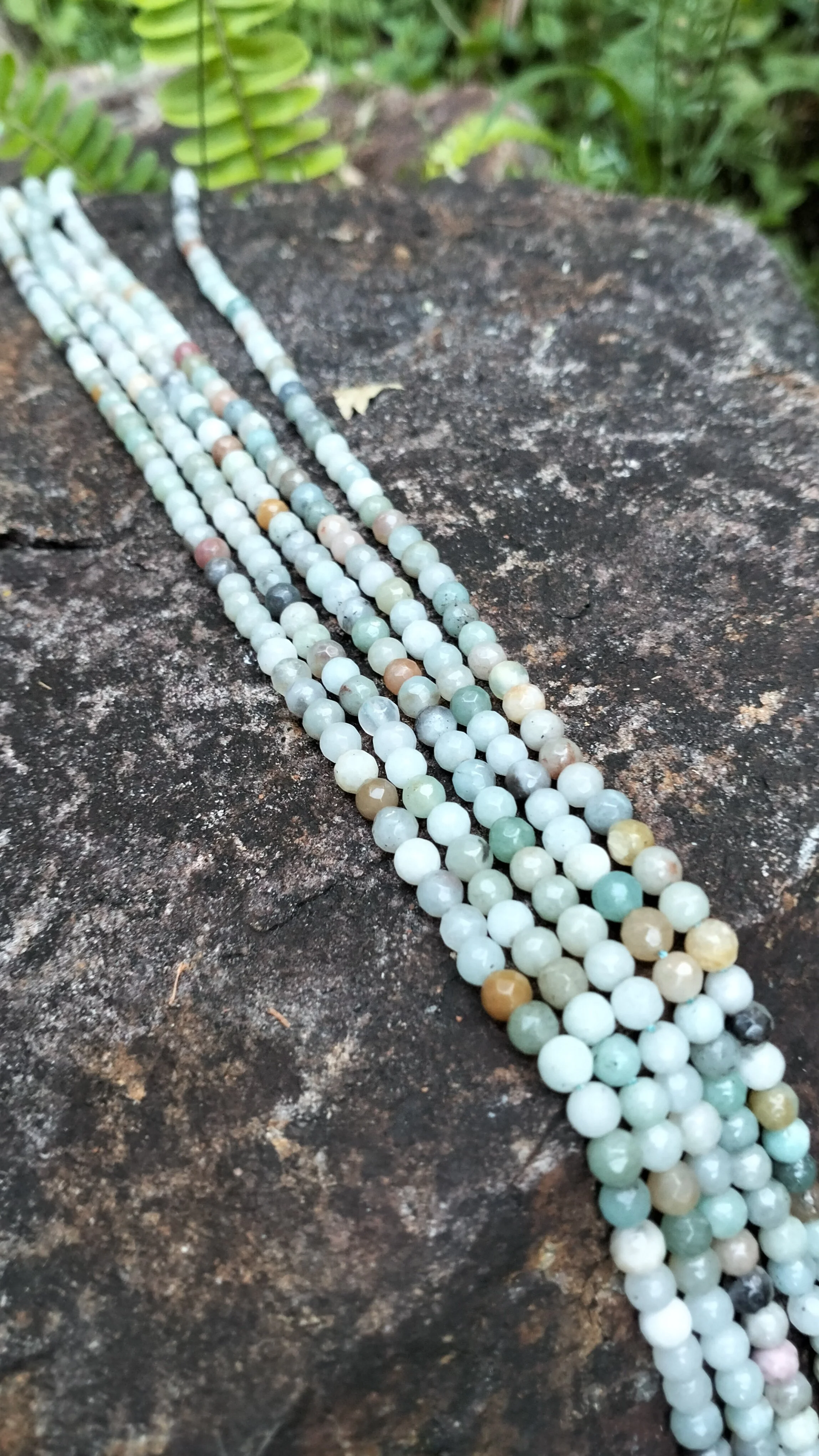4mm Faceted Blue Amazonite Gemstone Bead Strand