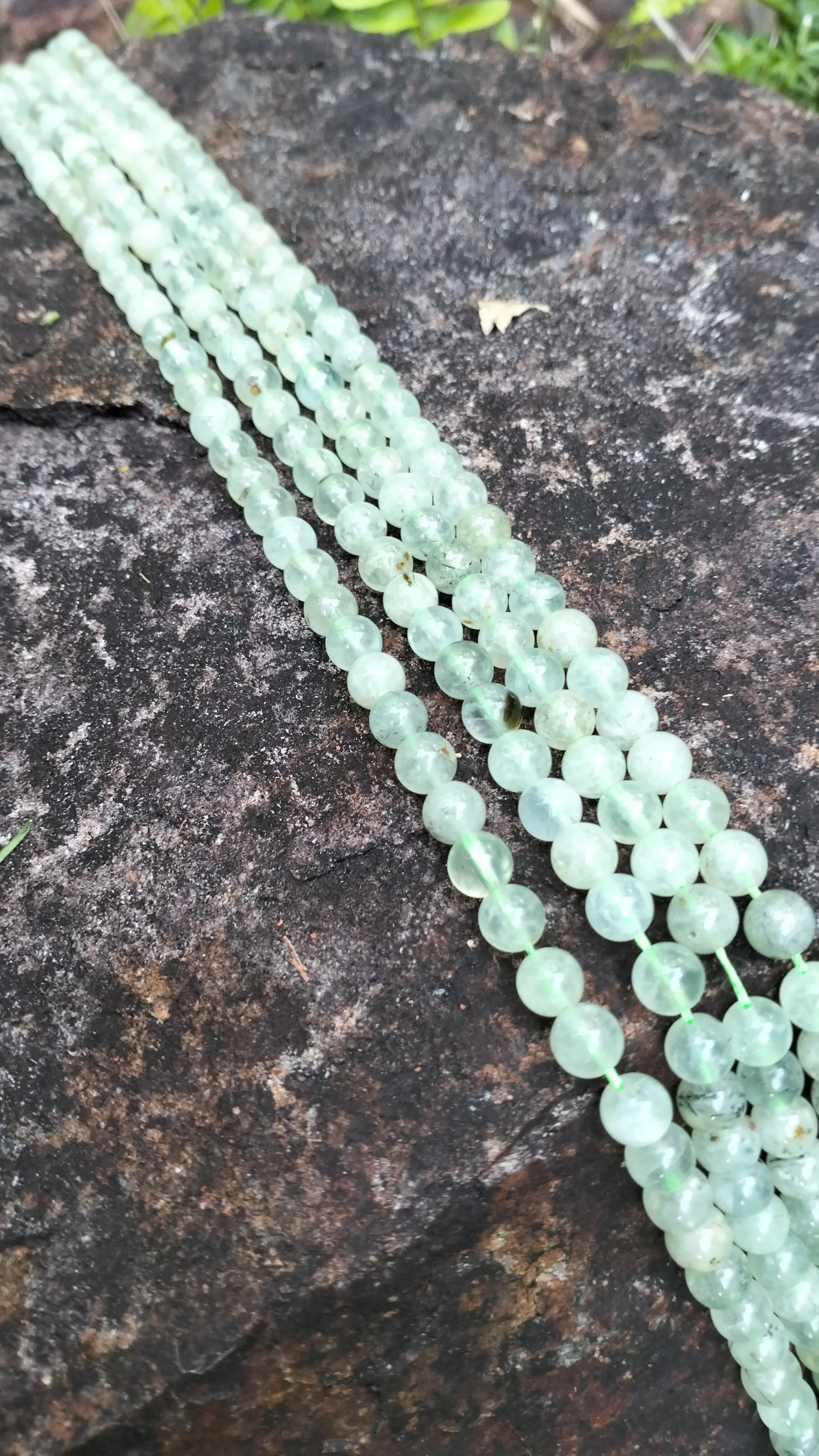 6mm Prehnite Gemstone Bead Strand, Round & Polished