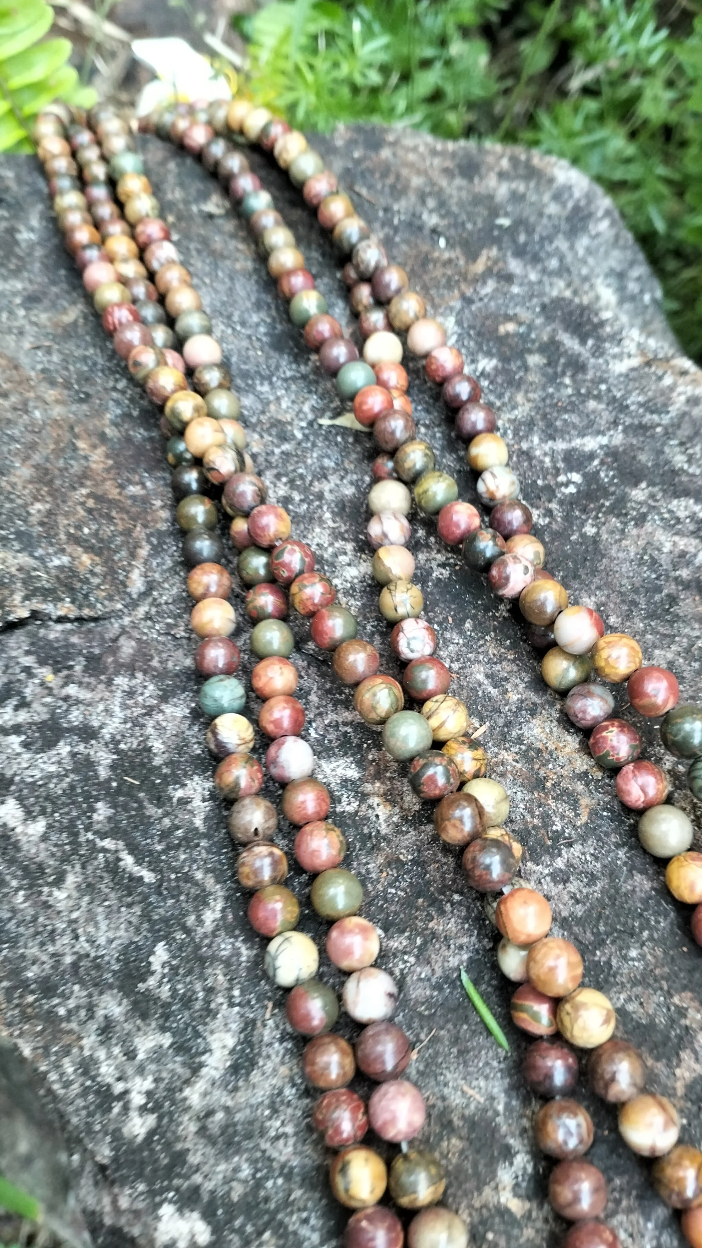 6mm Picasso Jasper Gemstone Bead Strand, Polished Round