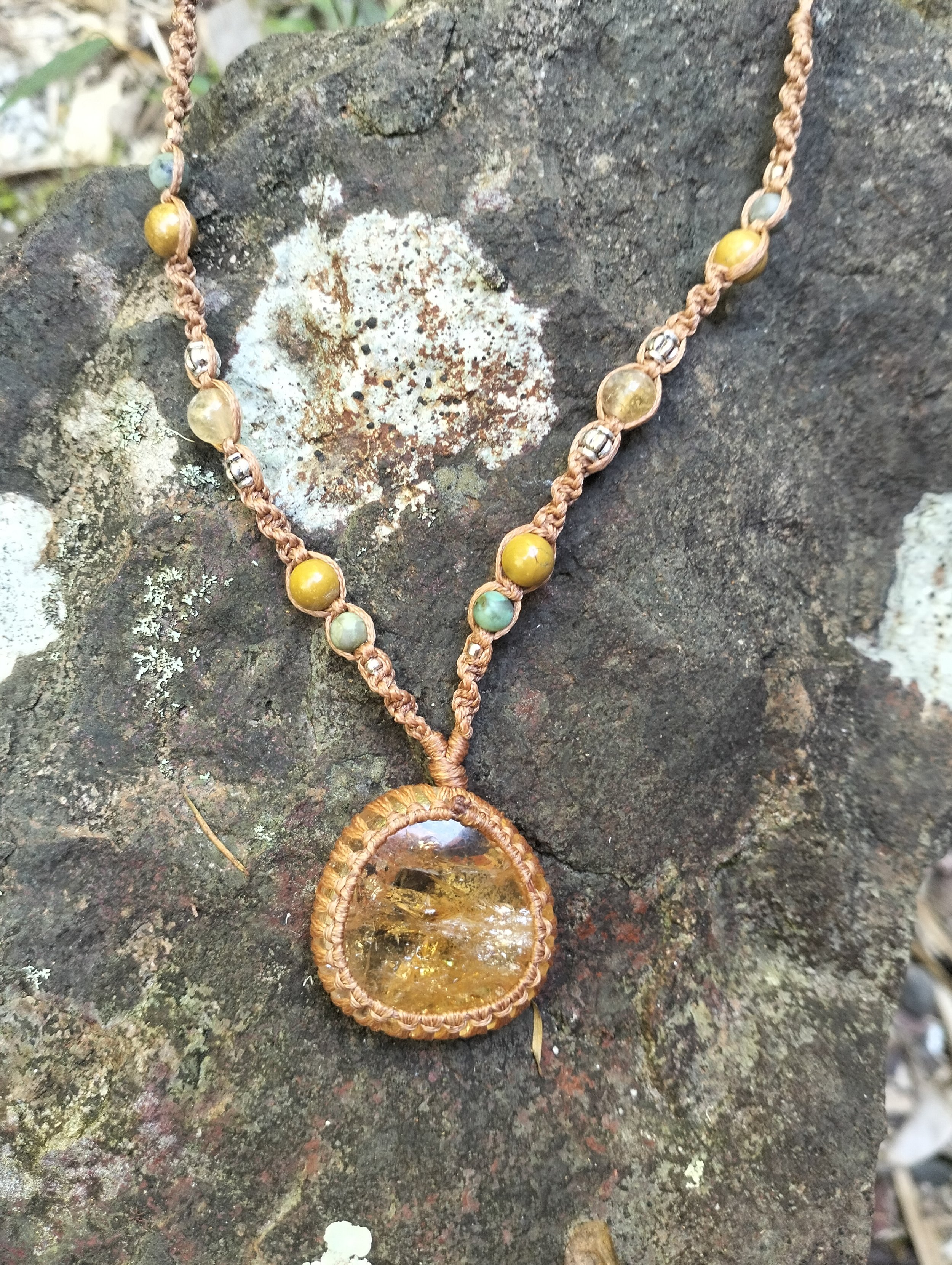 Citrine Necklace with Ocean Jasper & Chrysocolla
