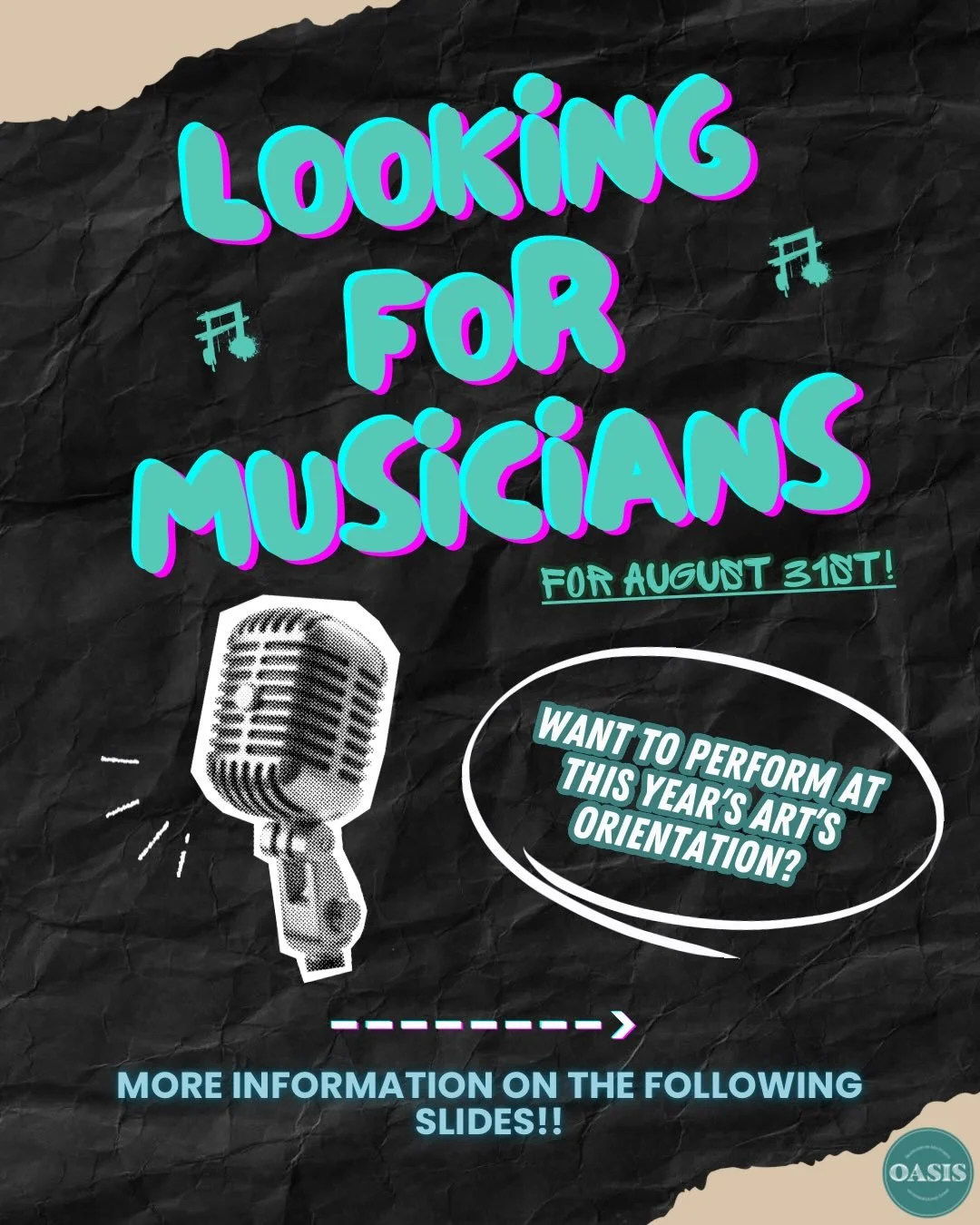 APPLICATIONS NOW CLOSED!!

Hello hello! Calling all of our lovely local musicians! 

Who wants to help us give a warm welcome to the new arts students through the power of live music? 🎸 

If you think you/your group is a fit for this event, apply th