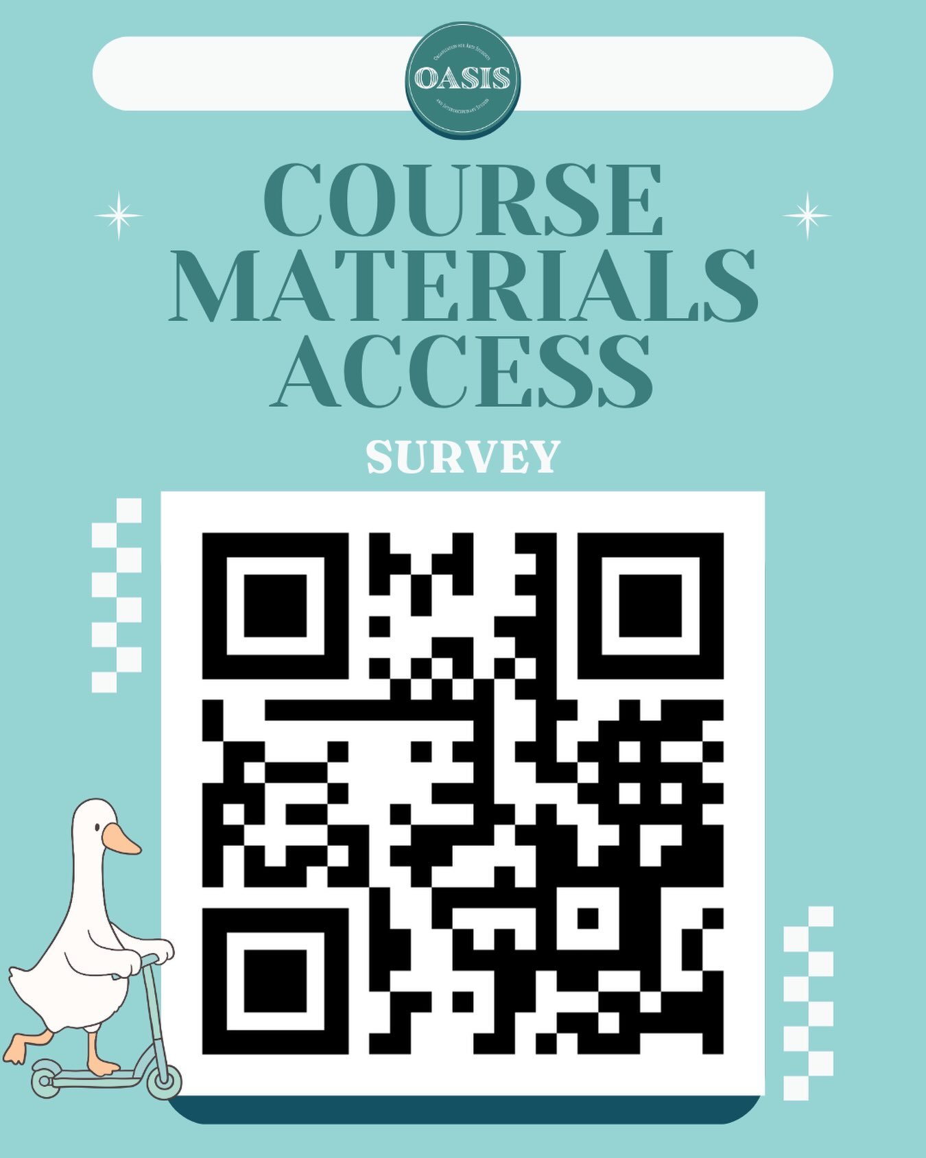 The Course Materials Access program was introduced this fall, and OASIS wants to hear about your experience to advocate for you as best as possible! This quick survey can be accessed through our bio or by scanning the QR code. Be sure to fill it out 