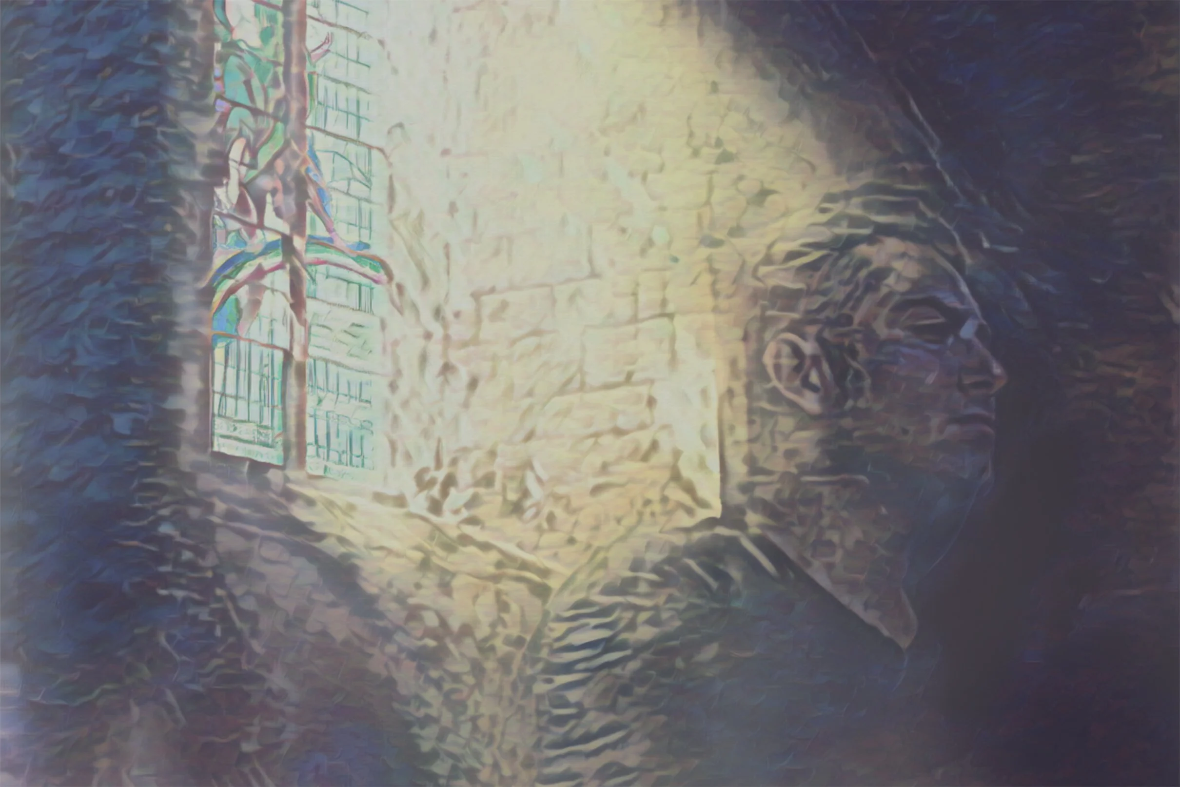 Light Touches: This man is drawn into the darkness, yet the light can and does still reach him