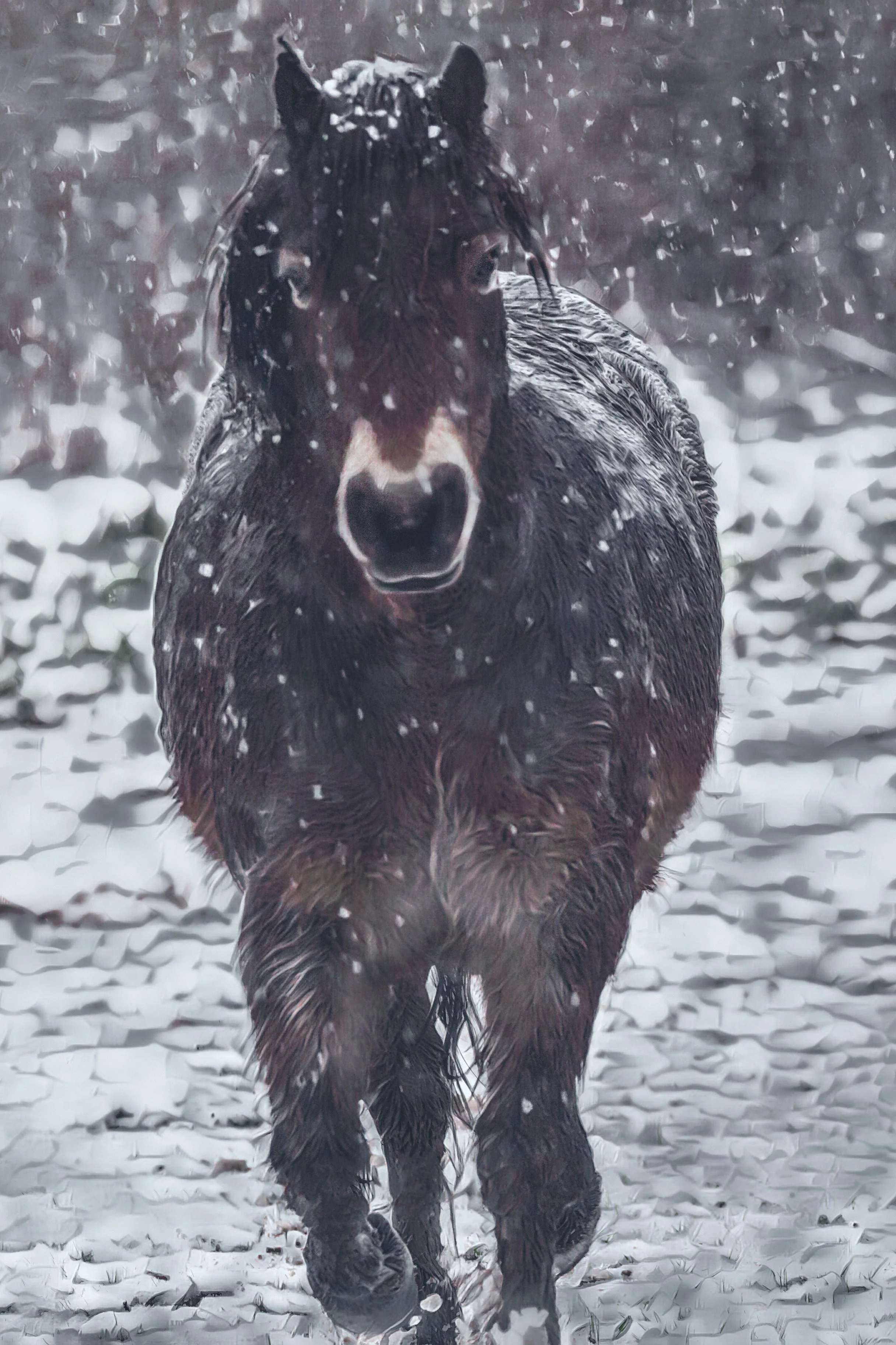The work horse: Damp, cold still standing still moving towards a destination. 