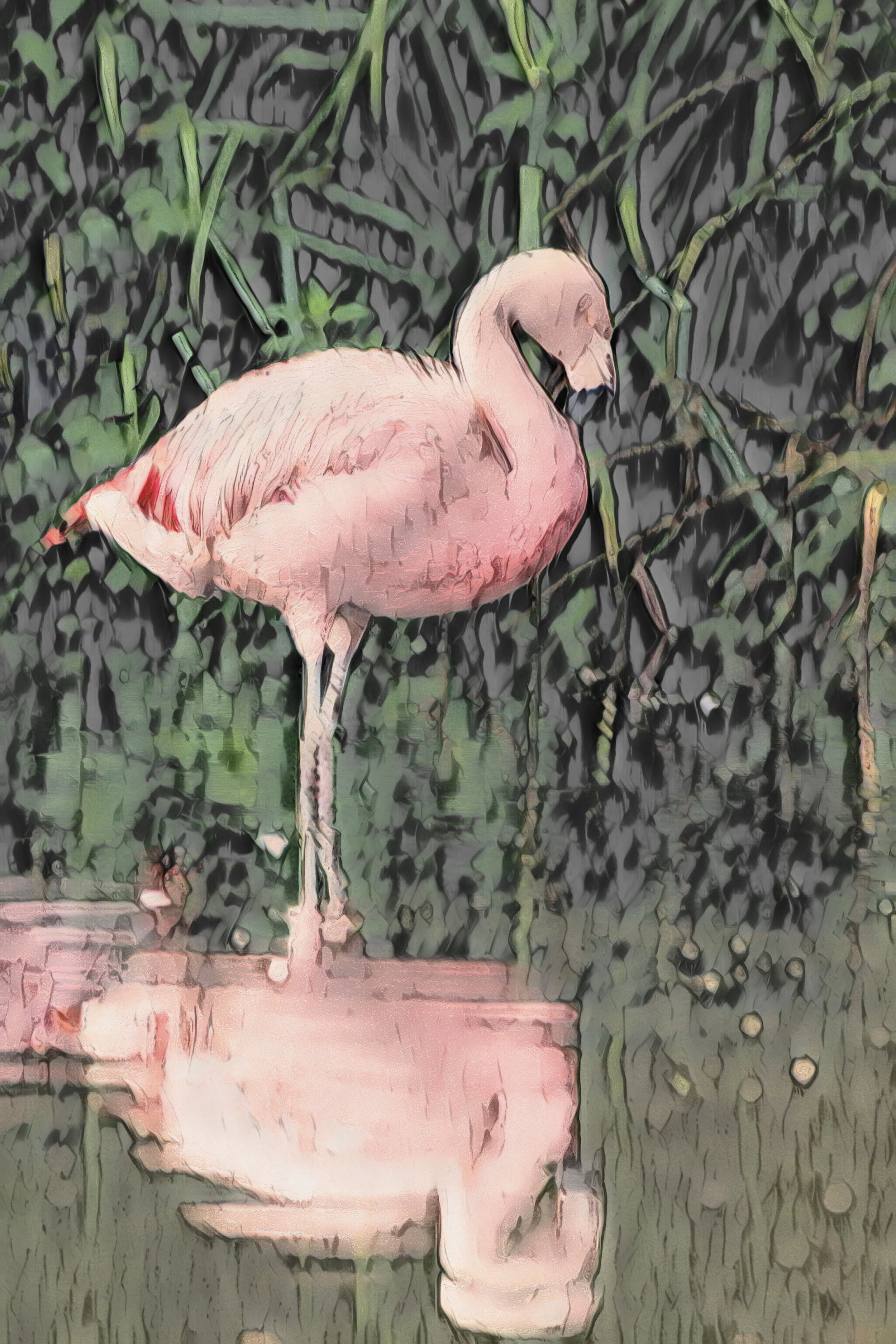 The flamingo: reflected in the waters, it perceives what others observe—beauty deserving of adoration.