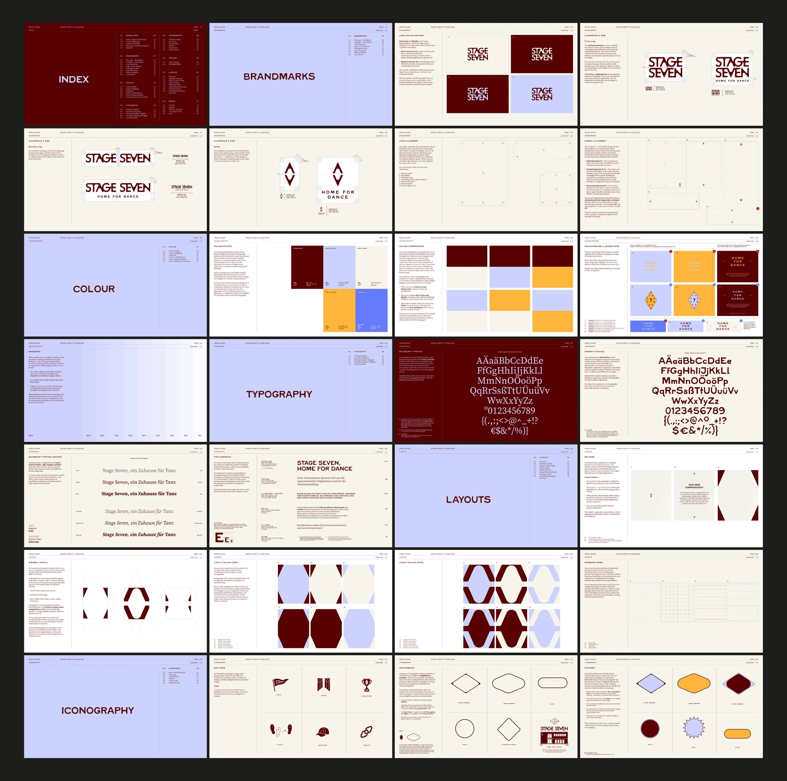 Brand guidelines brandbook for Stage Seven designed by Caray Studio