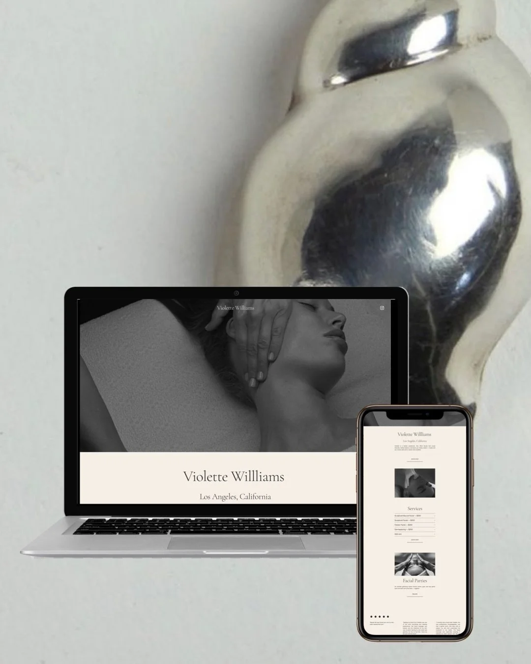 Brand identity and landing page design for holistic @skinbyviolette. A calm, elegant digital space reflecting the care and intention behind her treatments.

Explore story highlight for behind-the-scenes process.