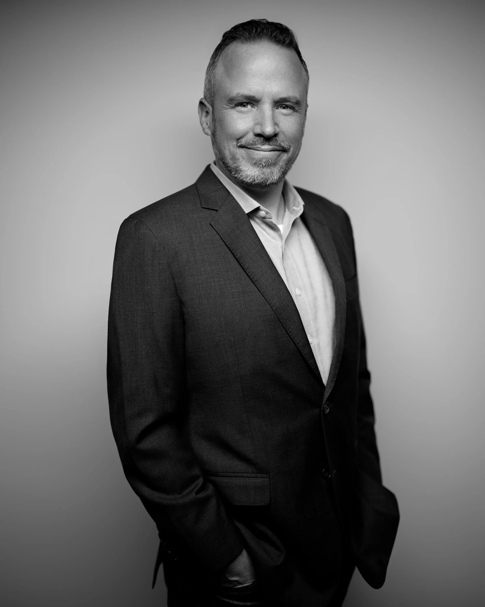 S72 Client Certified Senior Advisor Matt Leedham photographed in S72's San Francisco headshot studio