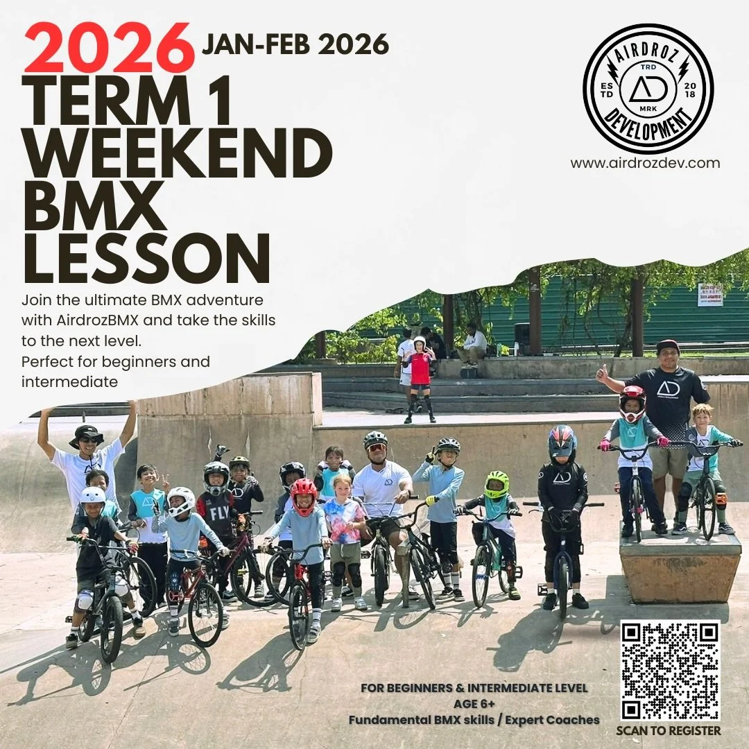 2026 is your year to ride! 🚴&zwj;♂️💨
Term 1 Weekend BMX Lessons are officially OPEN!
Whether your child is just starting out or ready to take their skills up a level, Airdroz BMX coaches will guide them through fundamentals, confidence building, an