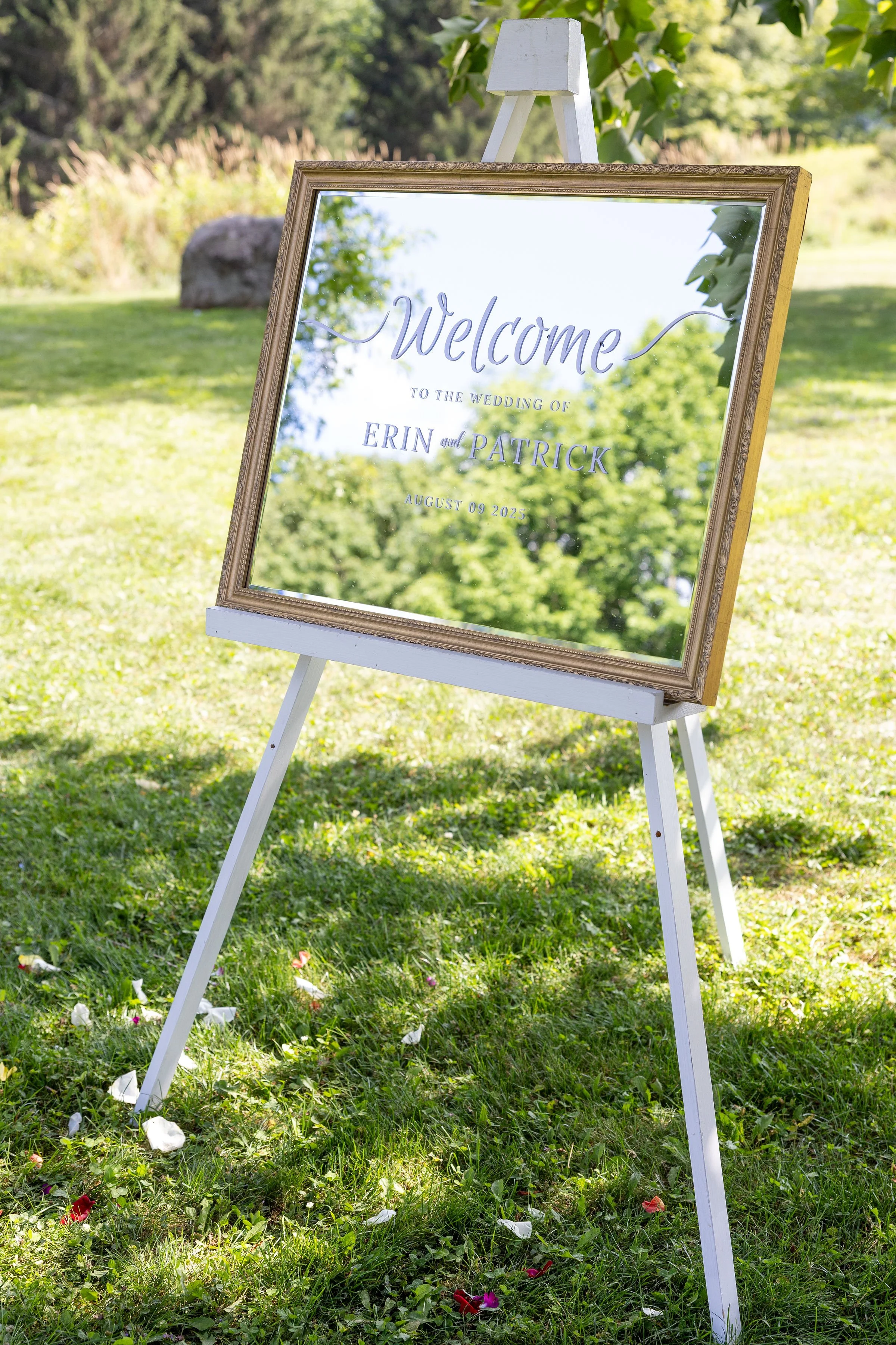 Mirror with Vinyl Lettering