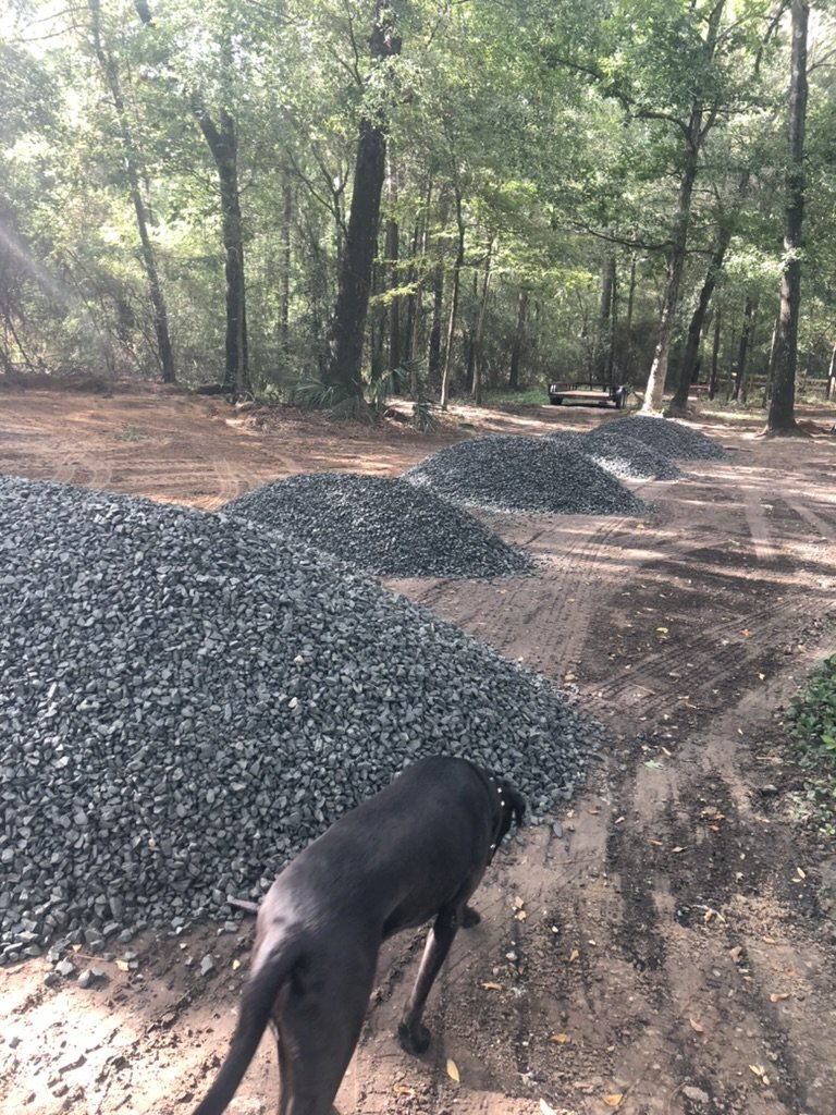 2-inch basalt parking extension that winds around to the barn.