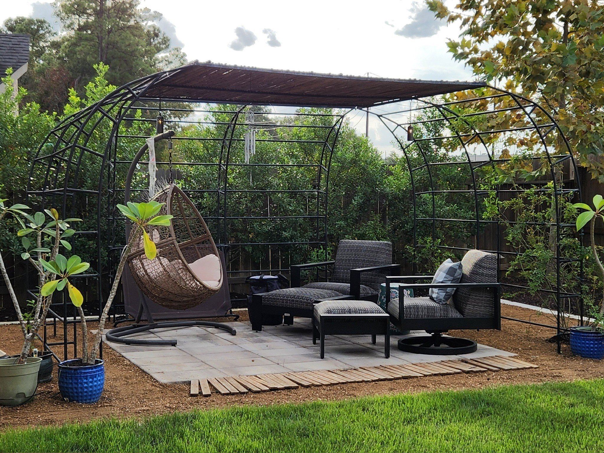custom 10 x 10 steel belvedere over the patio