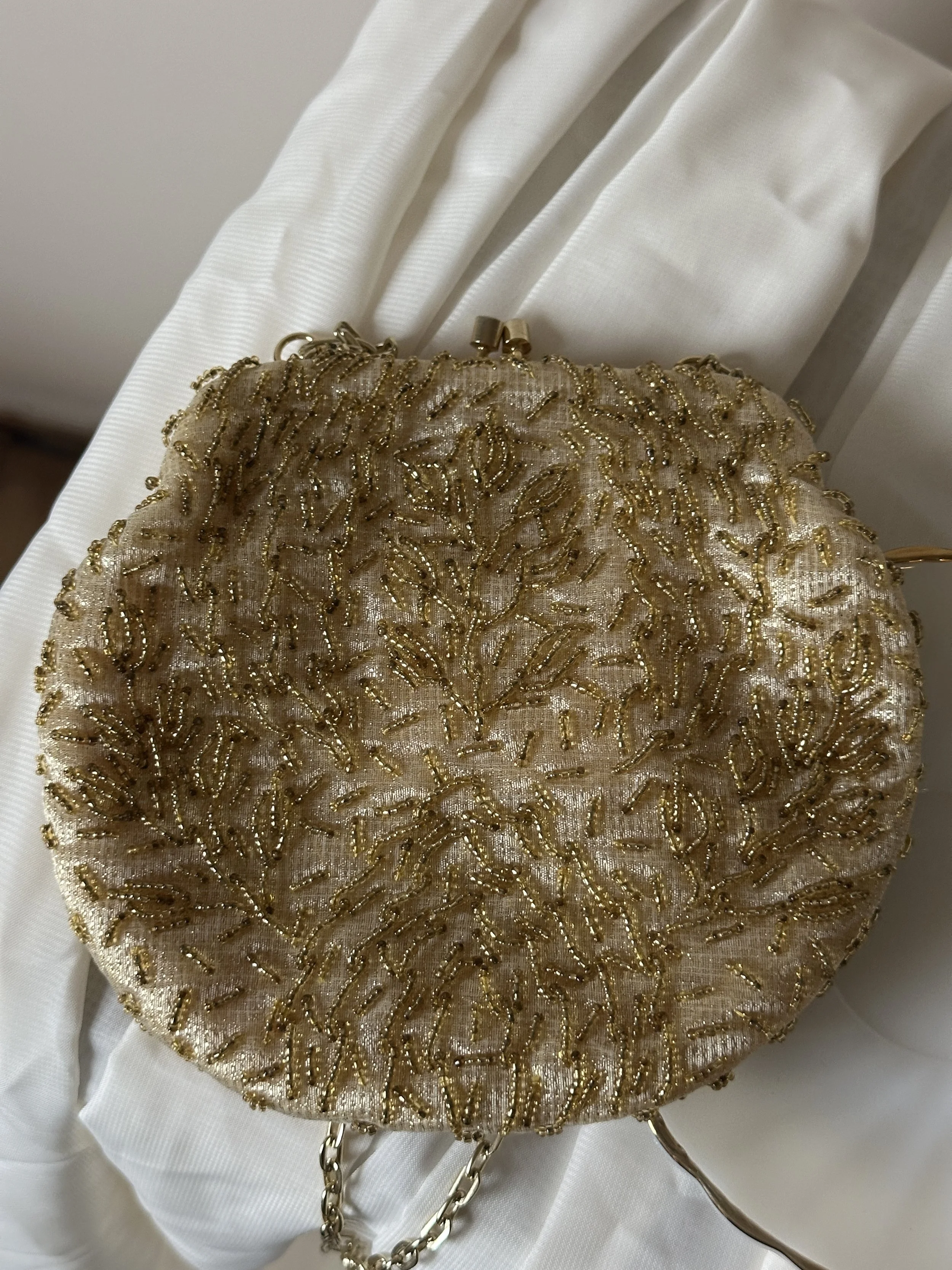 Gold Beaded Evening Purse
