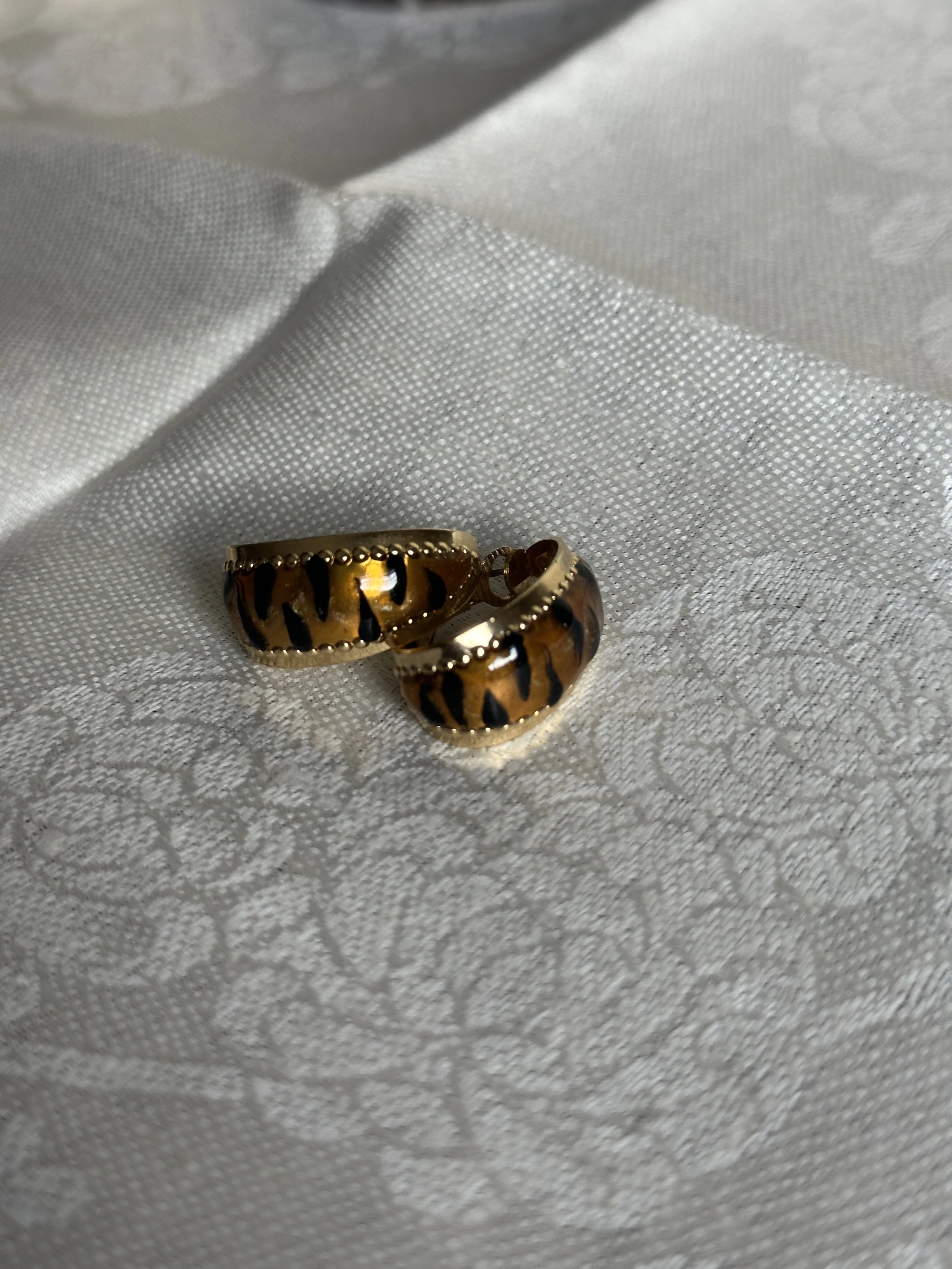 Tiger Print Enamel Earrings