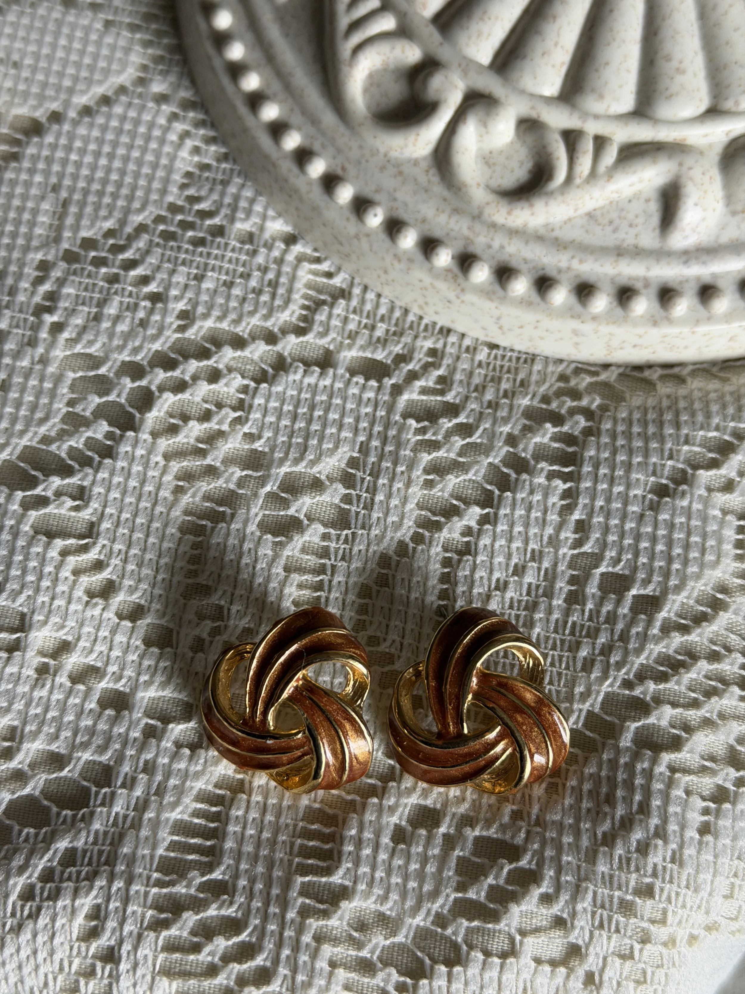 Toffee Brown Enamel Earrings