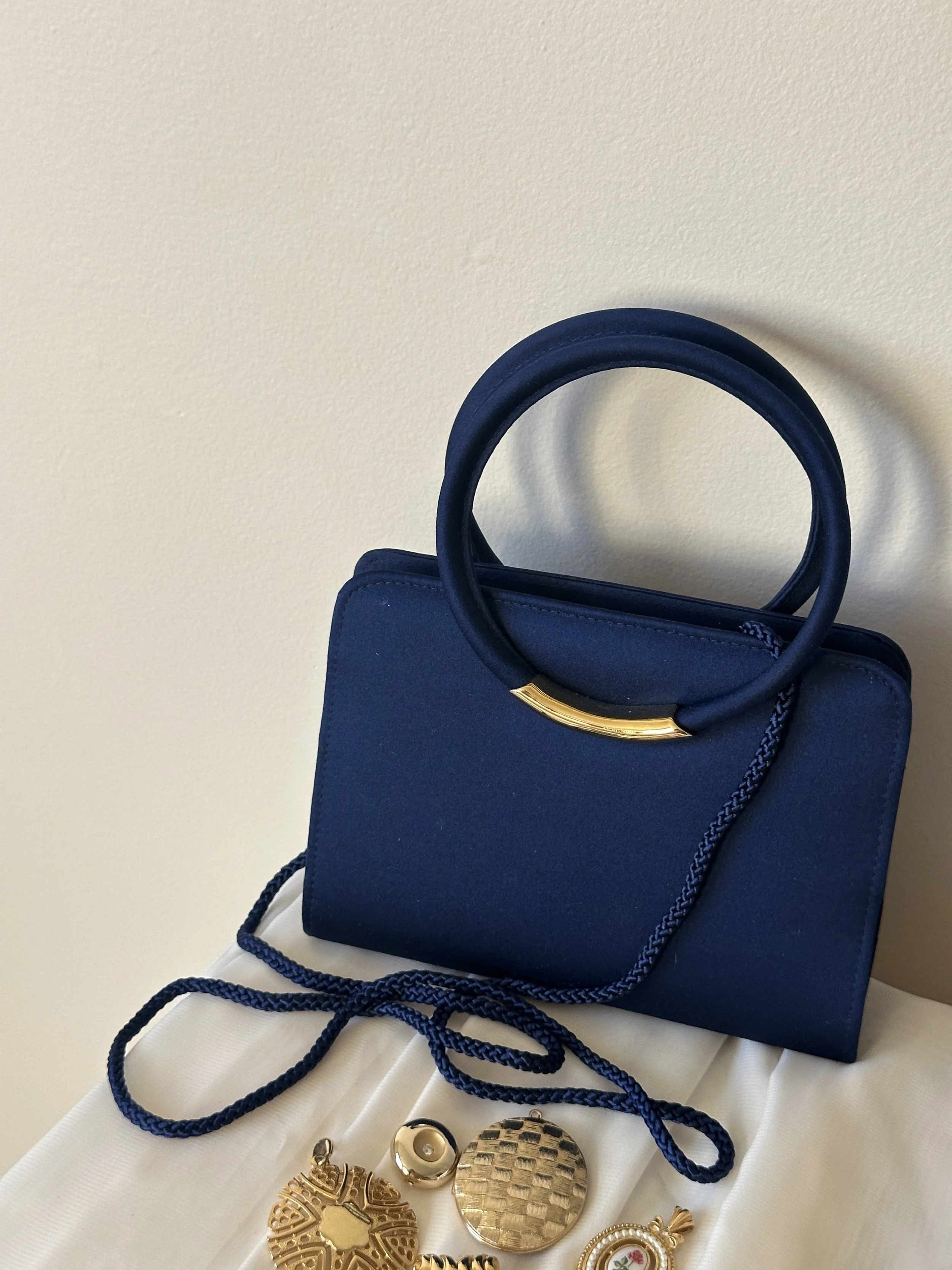 Blue Satin Evening Purse