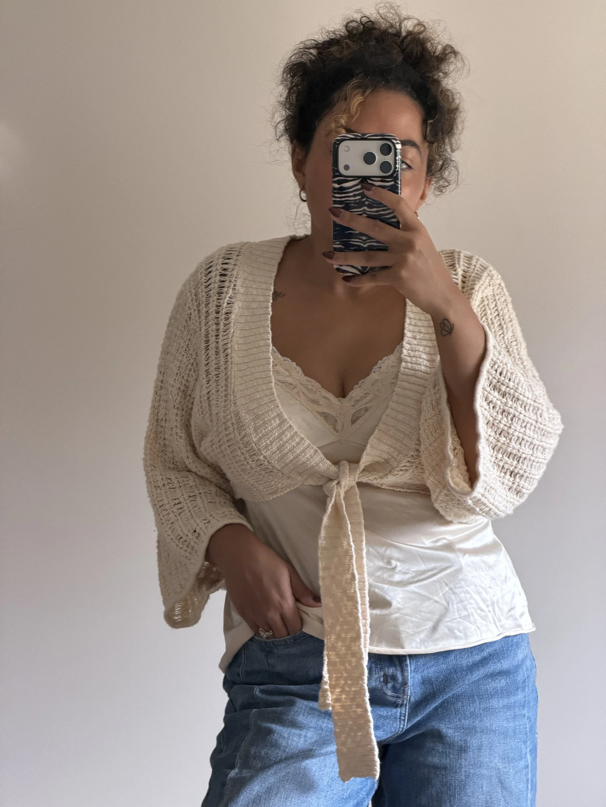 Open Knit Tie Top