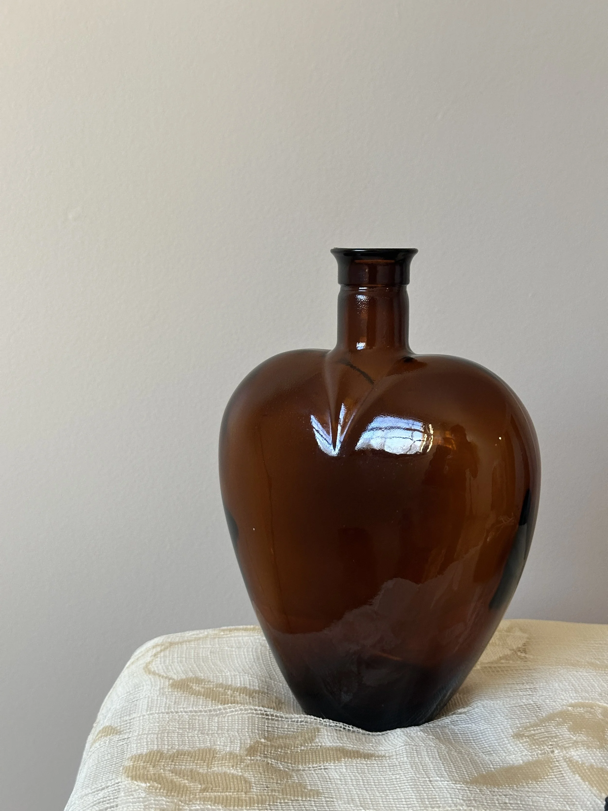 Amber Heart Bottle Vase
