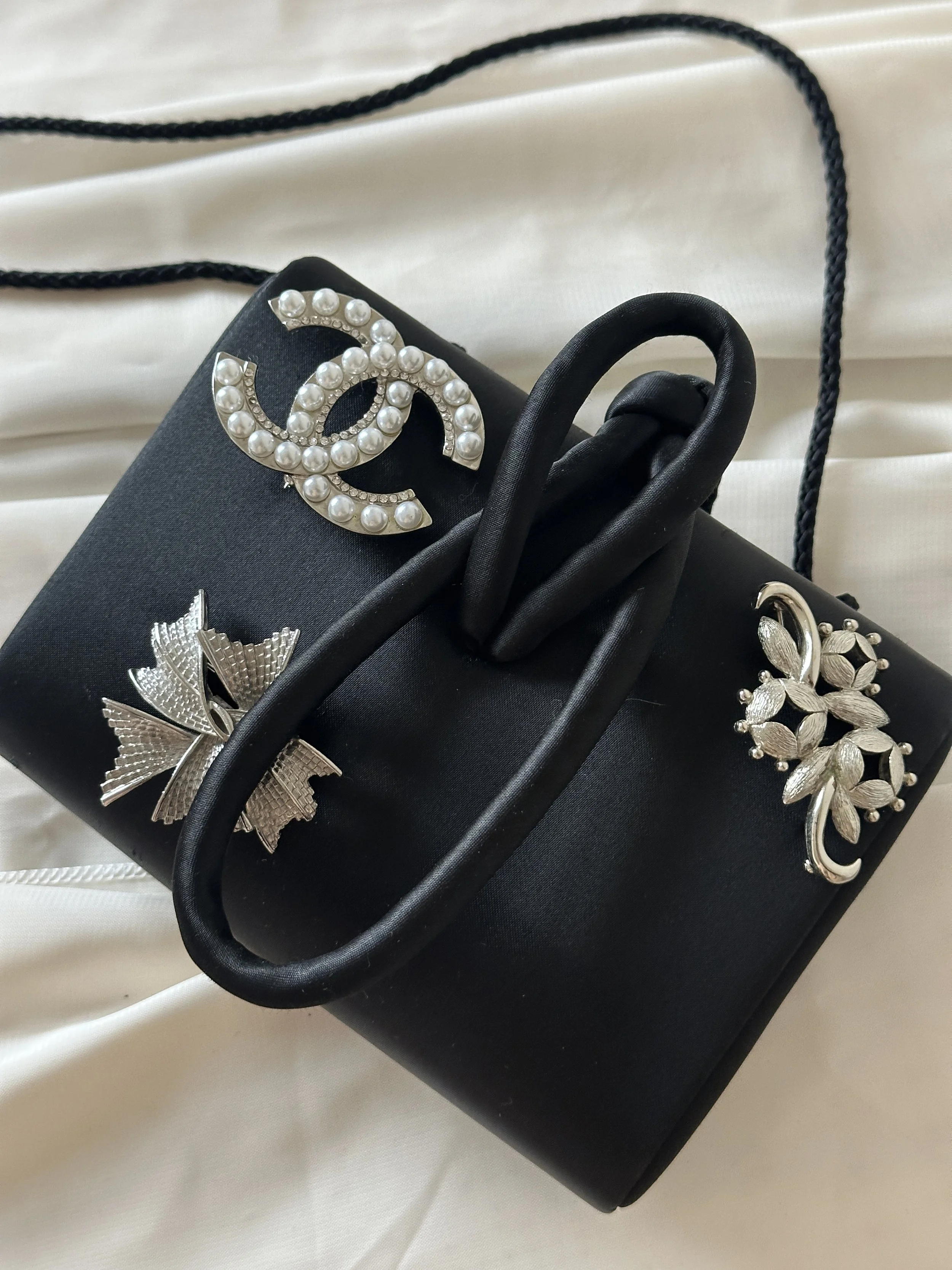 Custom Brooch Satin Purse
