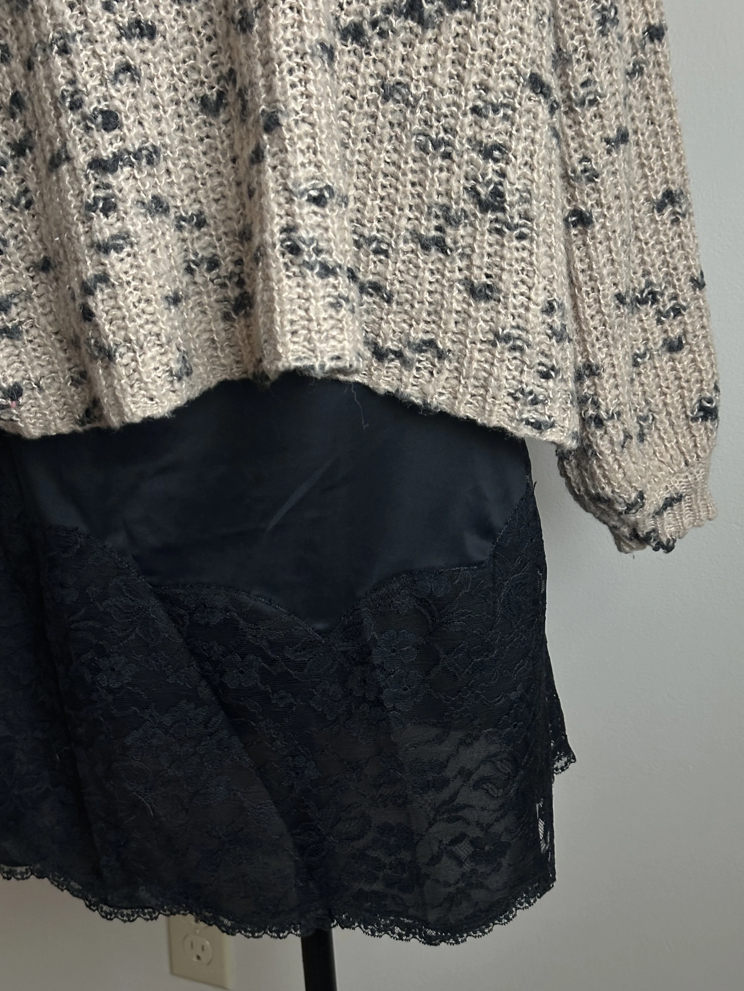 Black Lace Slip Skirt