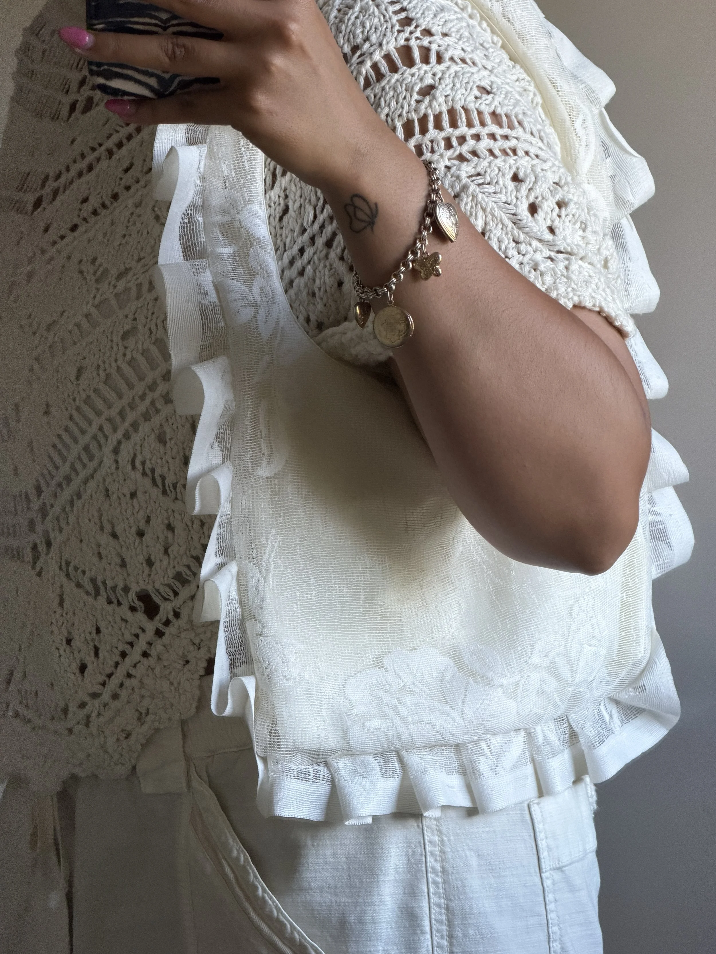 Floral Lace Bag with Ruffle