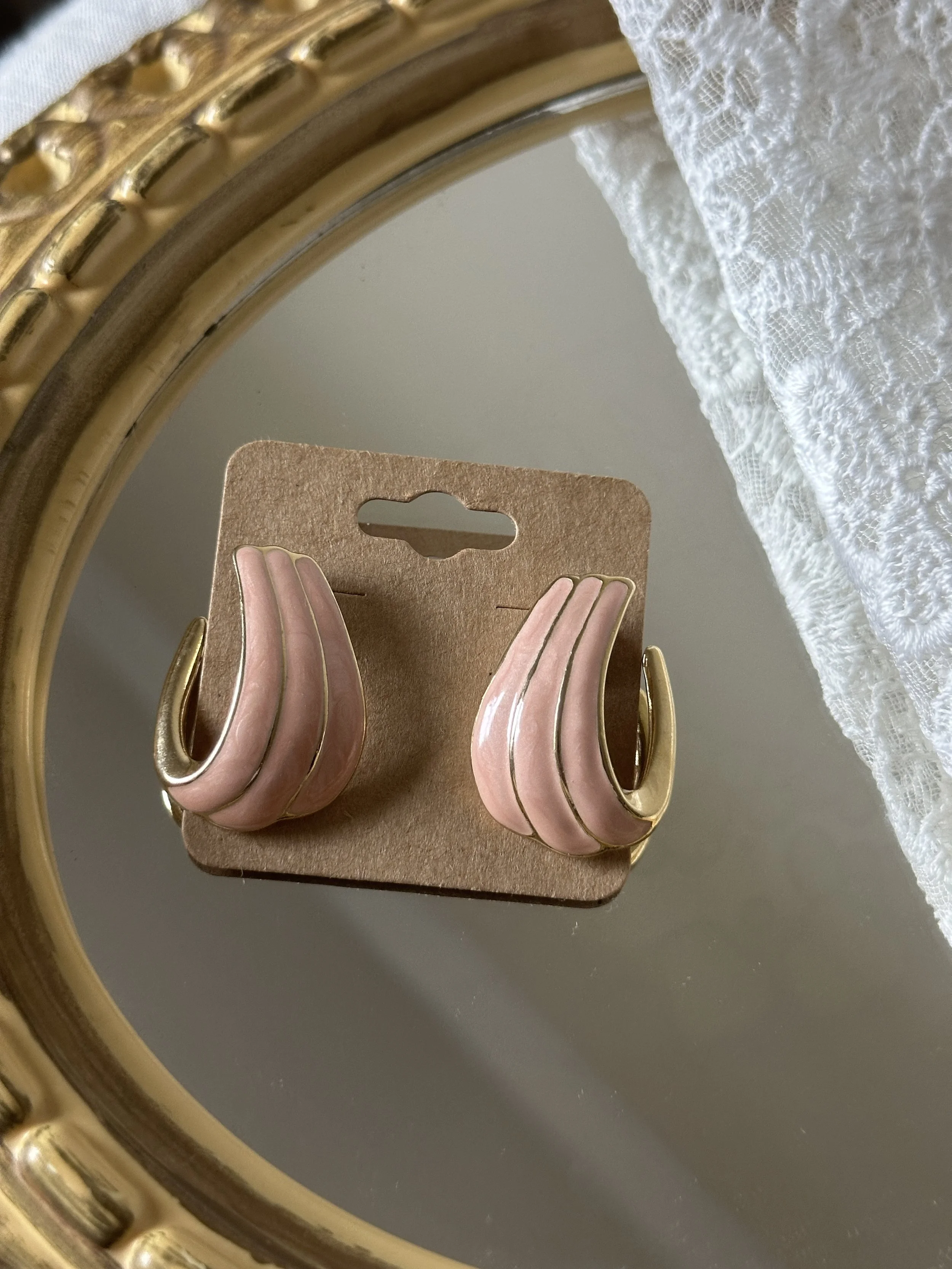Trifari Peachy Pink Earrings