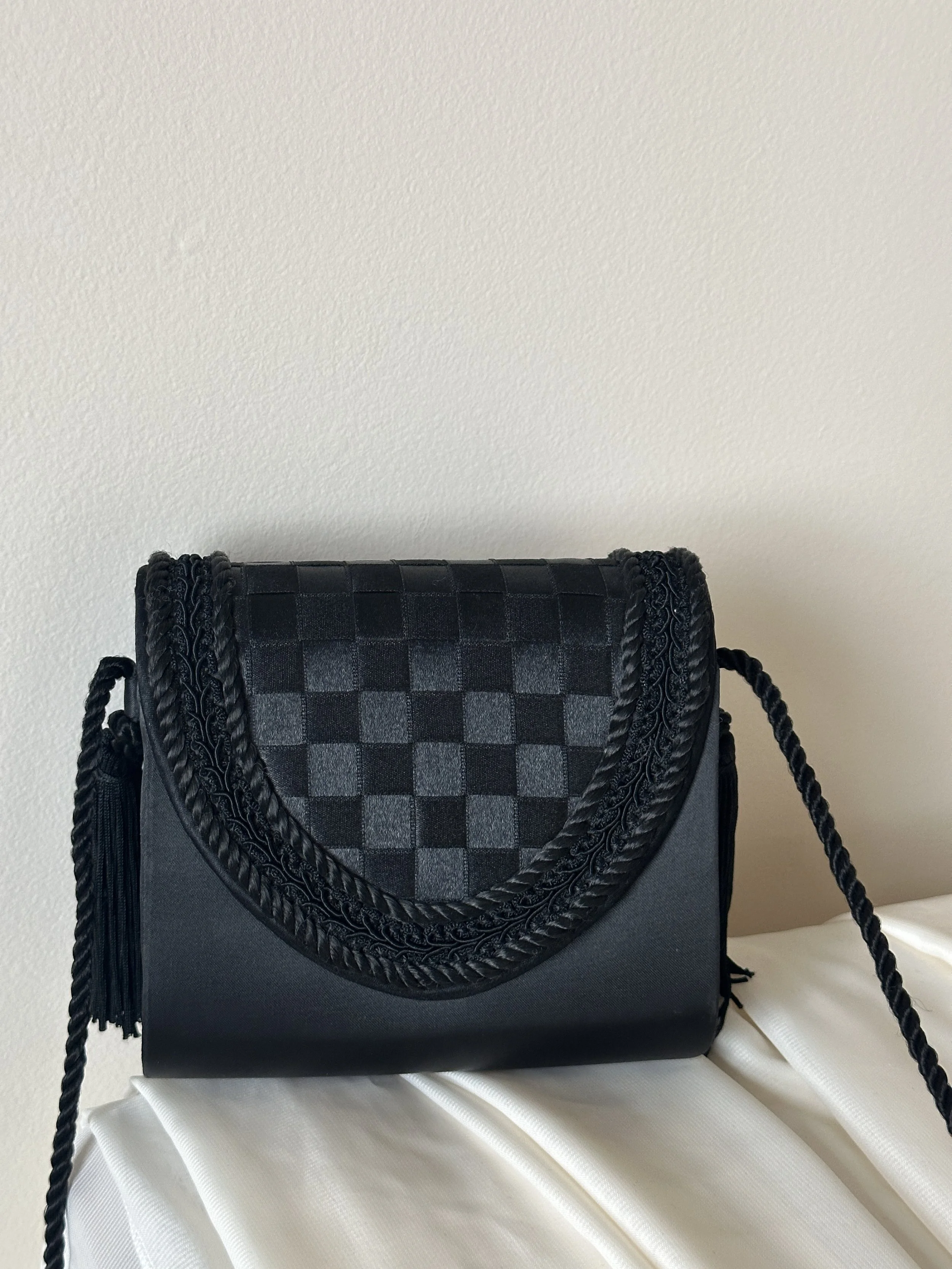 Satin Checker Evening Purse