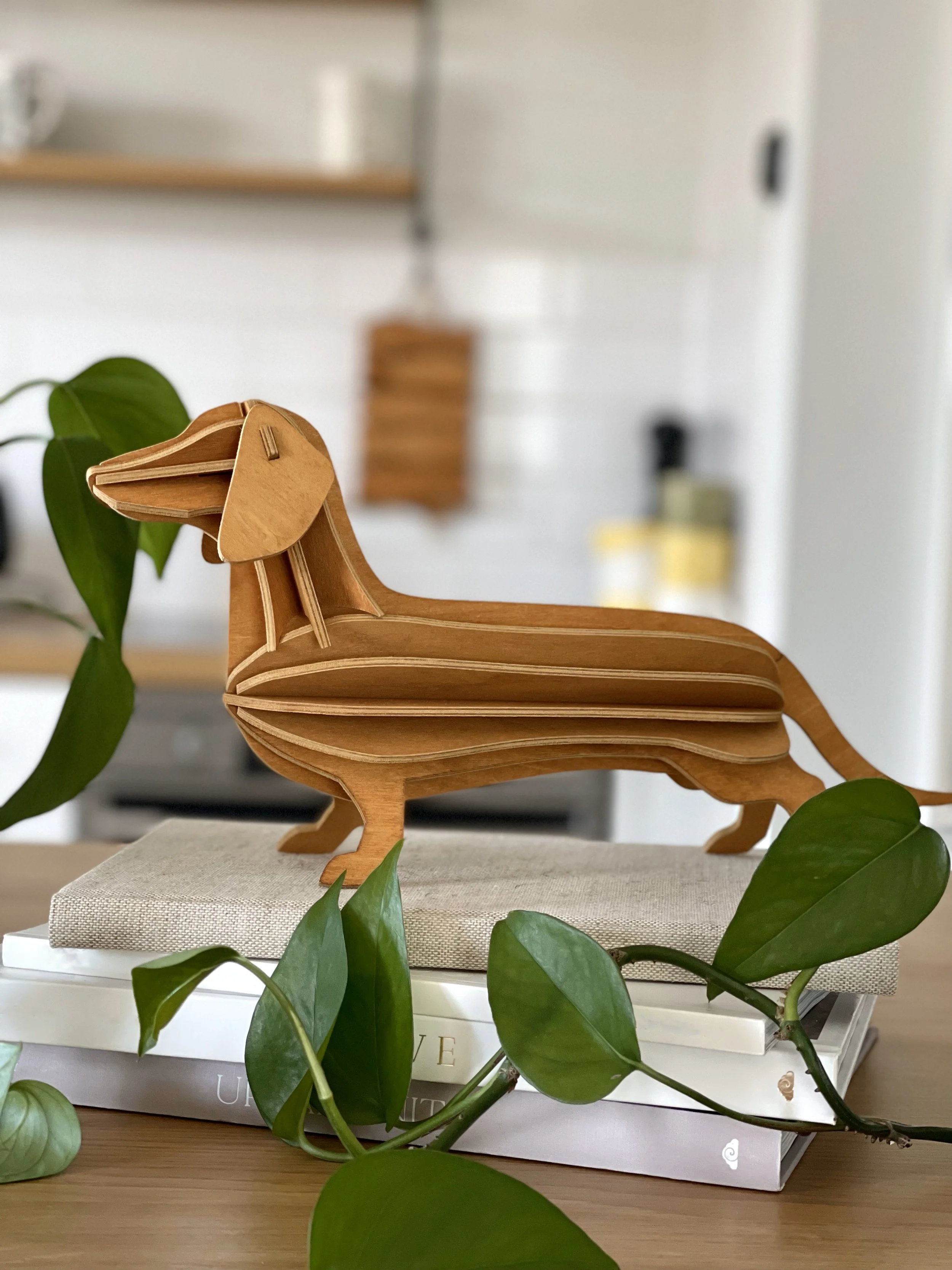 teckel-lovi-31cm-bois-finlande-diy-chien-saucisse-momentum-design-store-lille-rijsel-deco-mobilier-meubles-Lovi Dachshund 31cm cinnamon brown on books.jpg