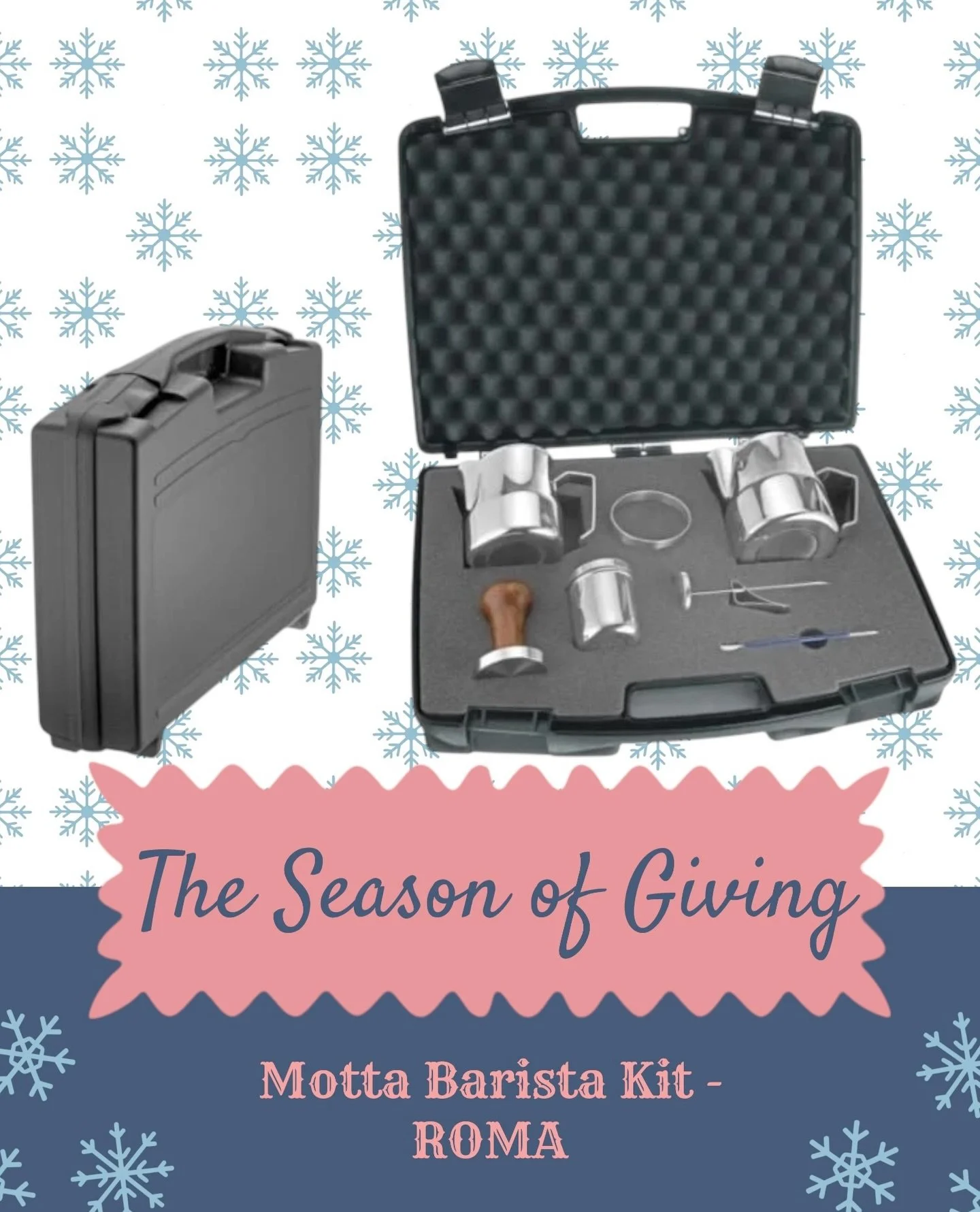 Bring a little cafe magic to Christmas morning with the Motta Barista Kit &ndash; Roma! This giftable little bundle has everything a coffee lover needs to make cosy, cafe-style drinks at home - from a solid 58mm tamper &amp; shiny milk jugs to a latt
