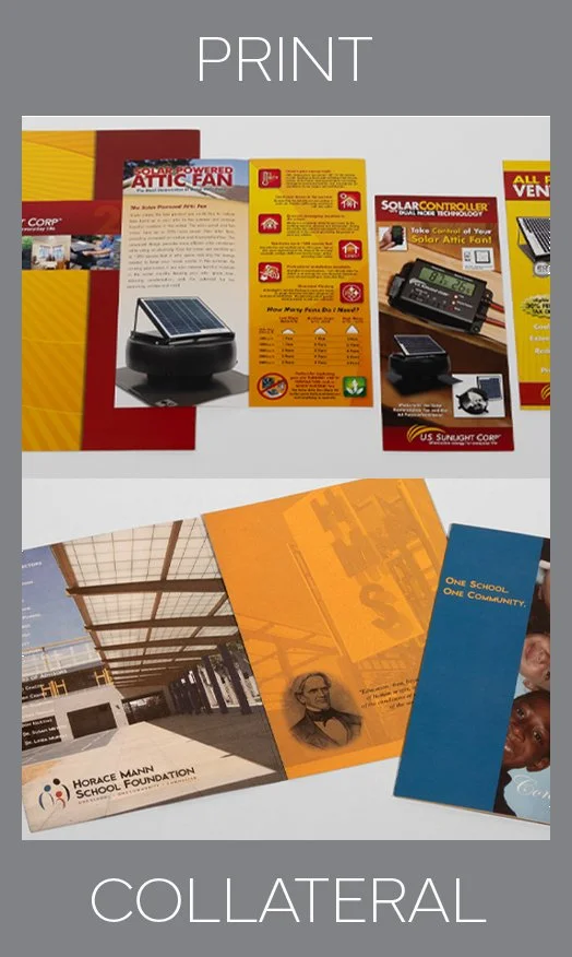 Showcasing professional print collateral design services, including brochures and other printed materials, tailored to communicate your brand effectively.