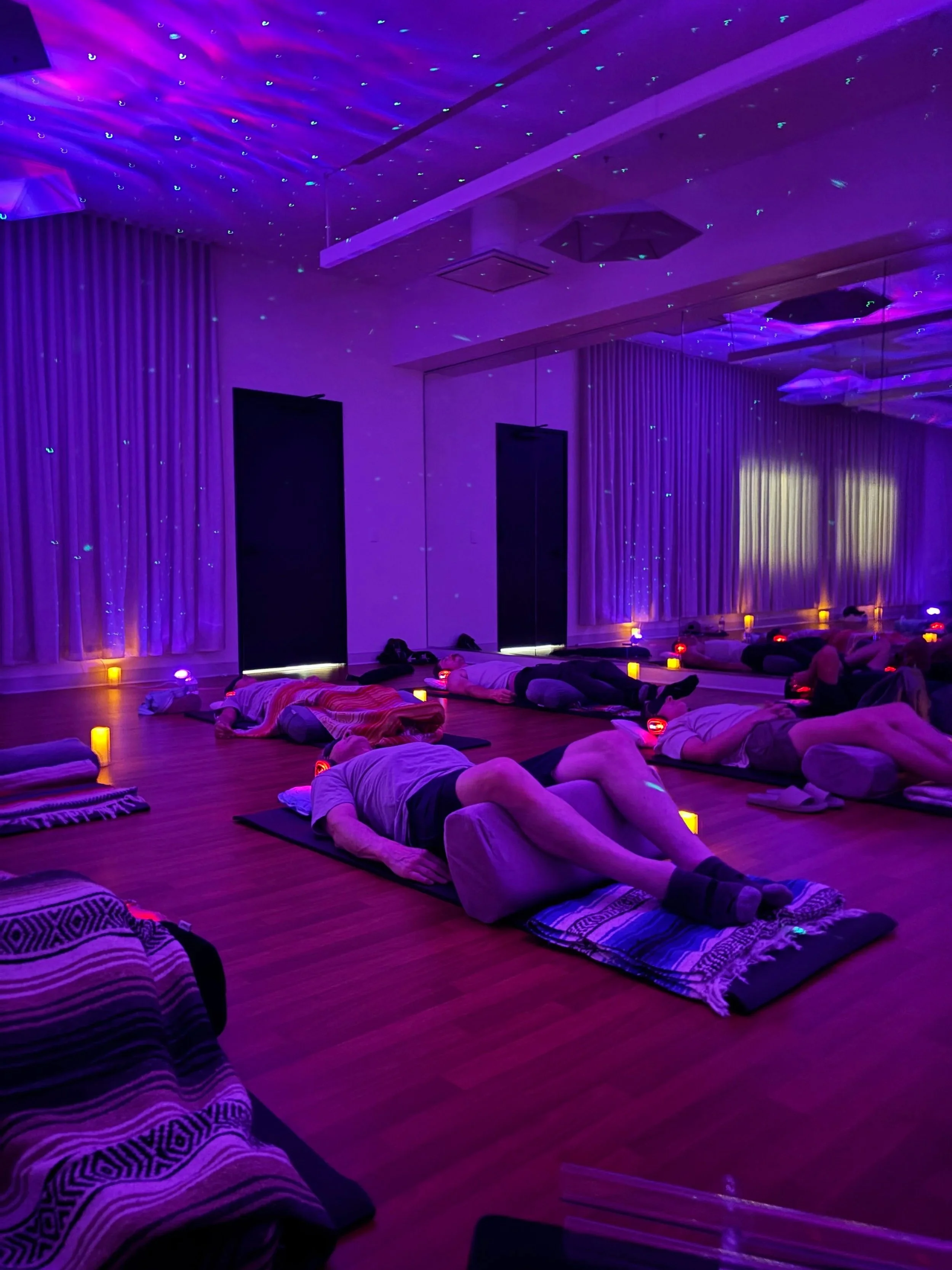 "RhythmReset® breathwork and meditation session with immersive headphones led by Malin in Encinitas.