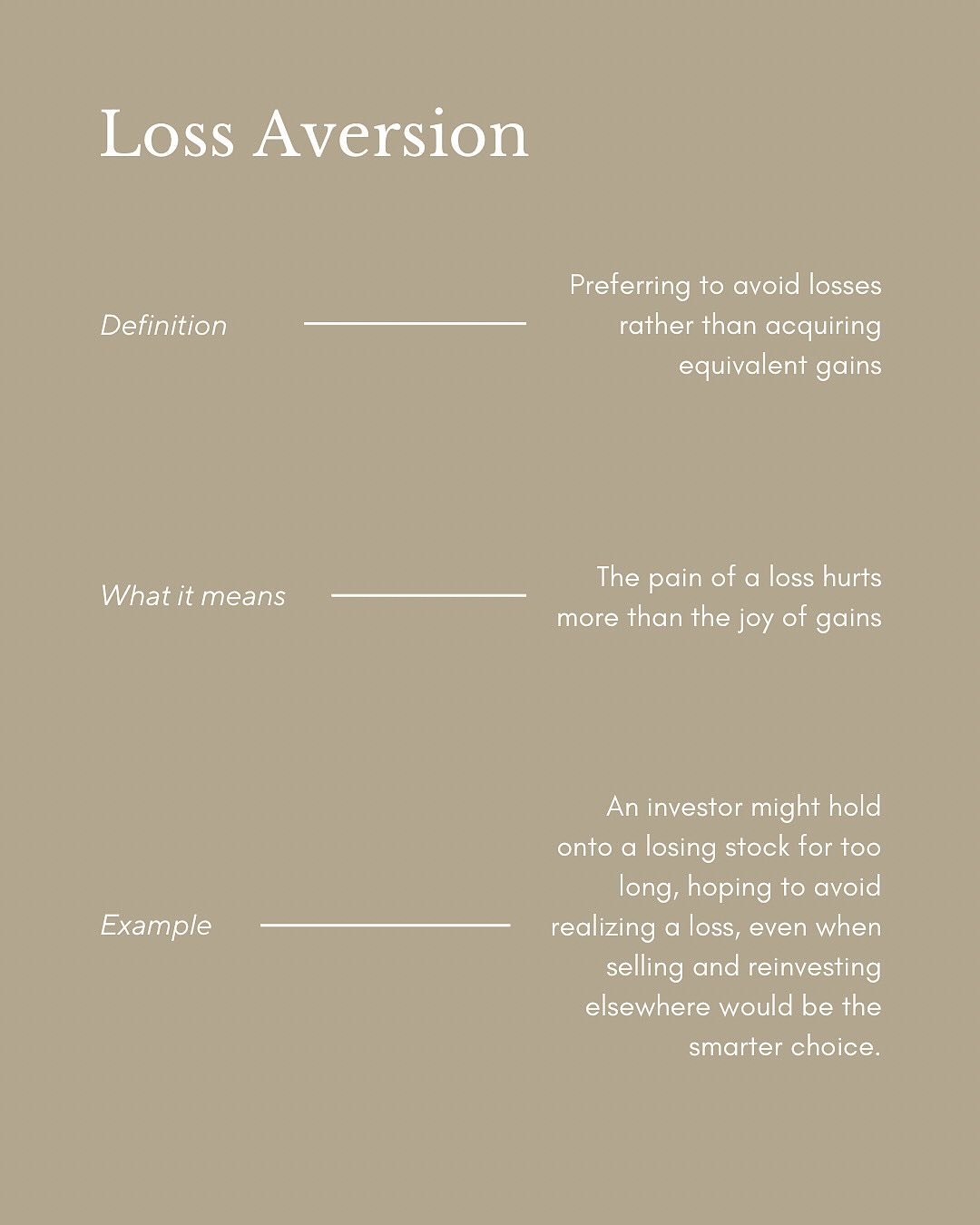 psychology 🫱🏻&zwj;🫲🏼 investing
__
Another way to look at this could be &ldquo;opportunity cost&rdquo;, imagine the potential you could be missing out on by refusing to let go of a losing investment 🔎

(I forgot my meme so I had to repost) 
.
.
.