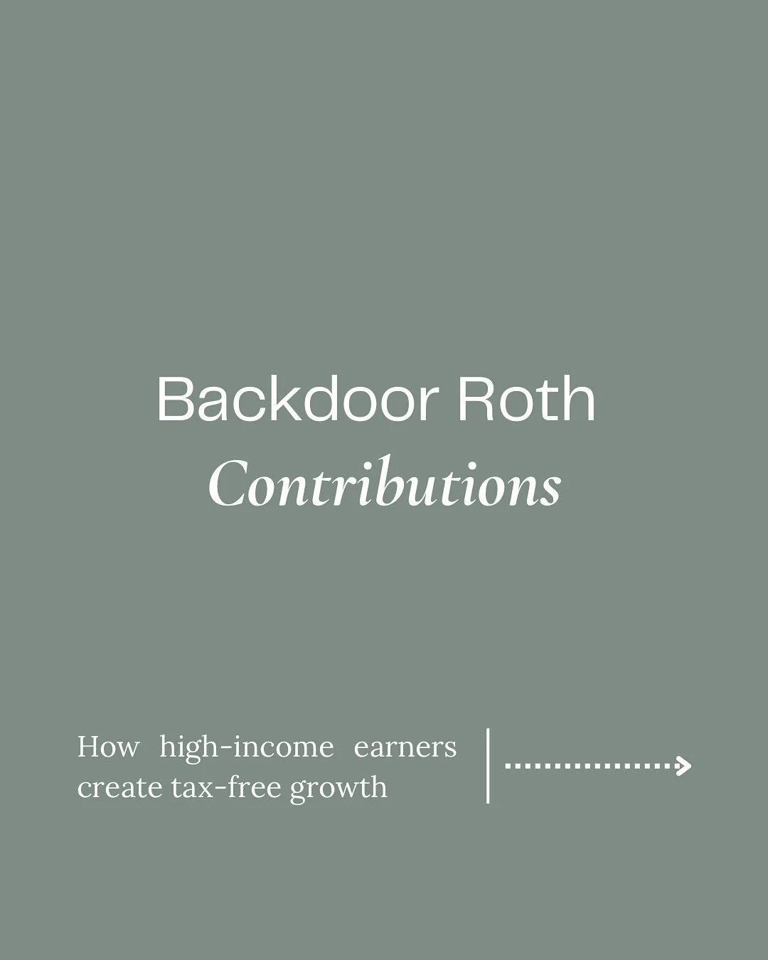 If you&rsquo;re making too much money for direct Roth IRA contributions, a Backdoor Roth Conversion is a useful workaround for you to grow tax-free money! 💰 
__
Roth IRA Limits: 
- $150k for single filers
- $236k for MFJ 
__
Tax-free growth = powerf