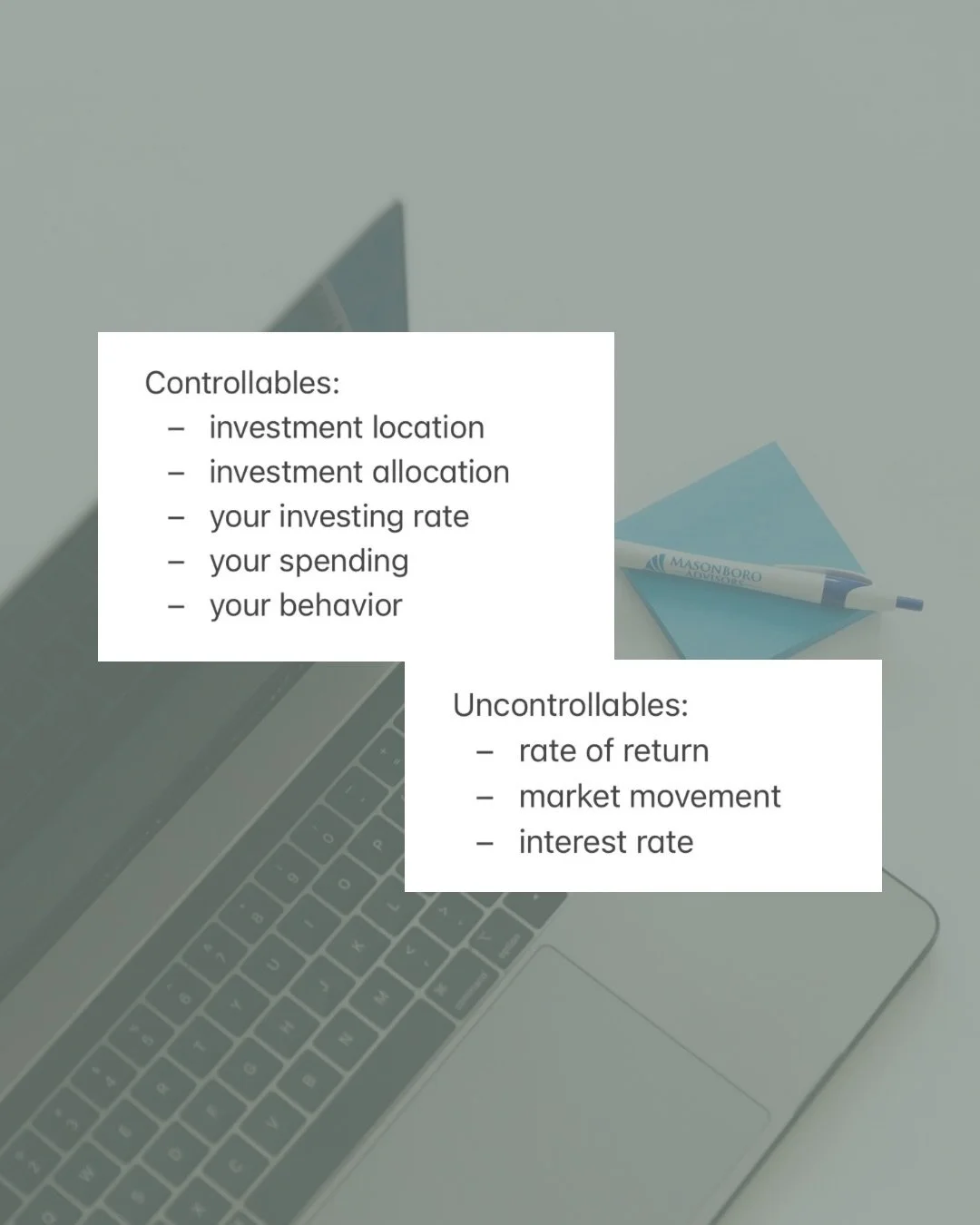 Control what you can, the rest will take care of itself.🗣️
__
If you&rsquo;d like a second opinion on the controllables of your financial situation, comment down below and I&rsquo;ll reach out! 
.
.
.
.
🏷️ Virtual Wealth Advisor | Wealth Management