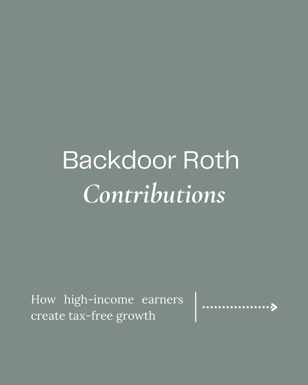 Tax-free in retirement 🍾
If you&rsquo;re making too much money for direct Roth IRA contributions, a Backdoor Roth Conversion is a useful workaround for you to grow tax-free money! 💰 
__
Regular Roth IRA Limits: 
- $150k for single filers
- $236k fo