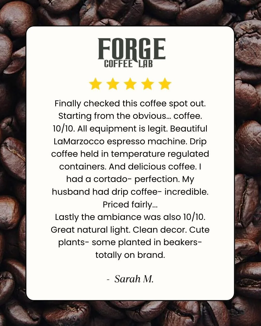Thank you, Sarah! ☕️ 

We appreciate you checking us out!