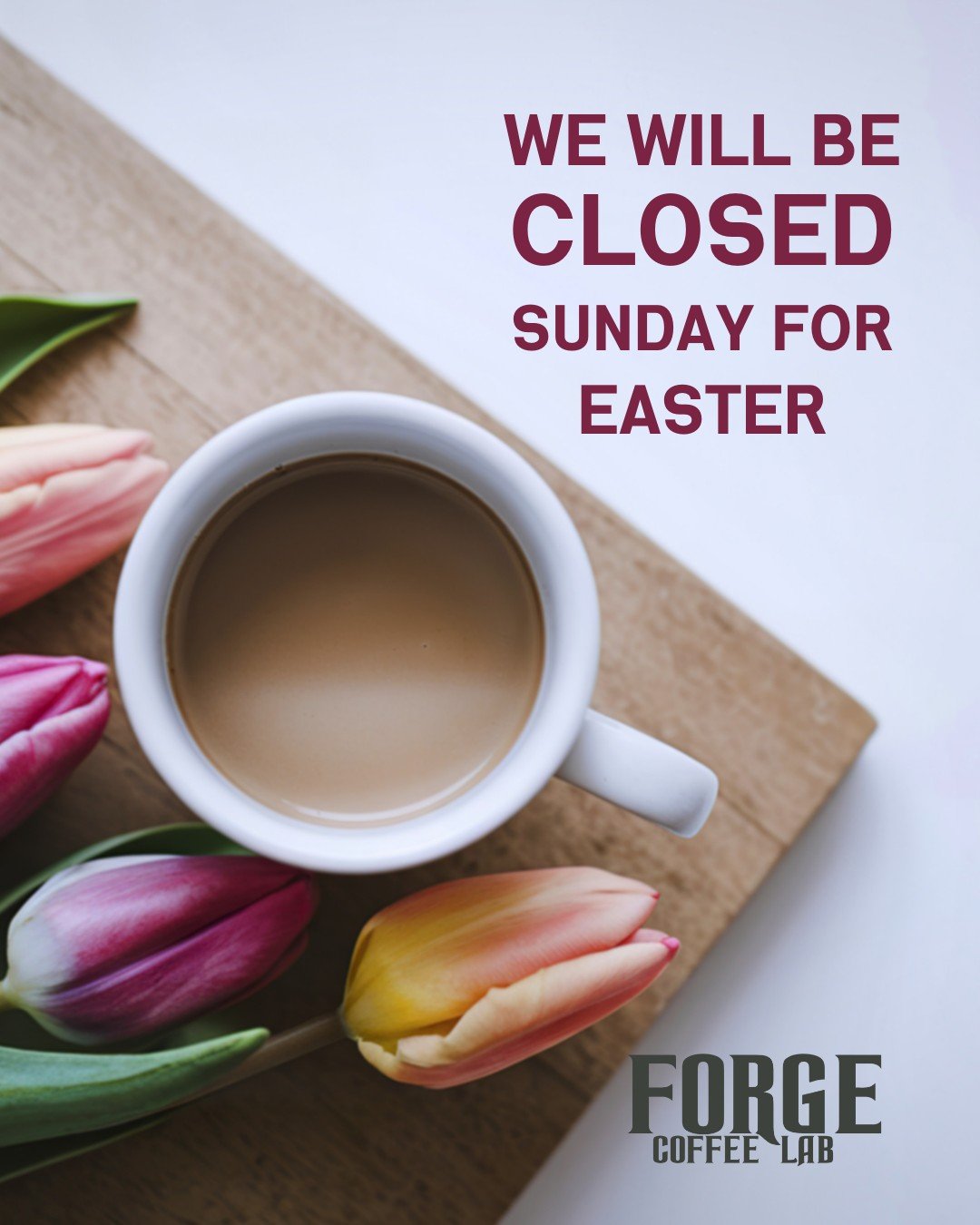 Closed Sunday for Easter + Monday (as always) 🐇

Swing by today or tomorrow &mdash; otherwise, we&rsquo;ll see you Tuesday!